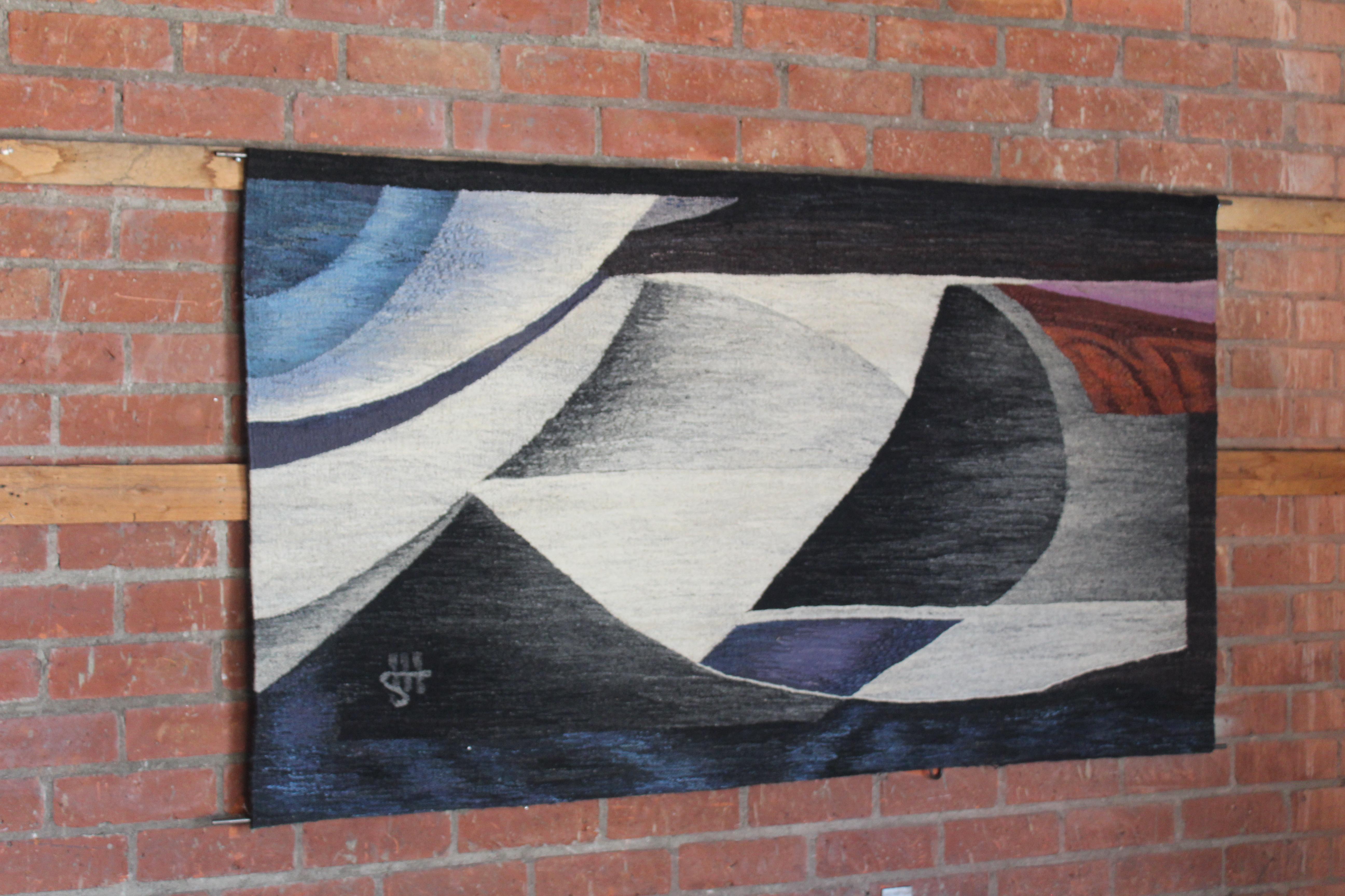 Mid-Century Modern French Modernist Wool Tapestry, 1970s