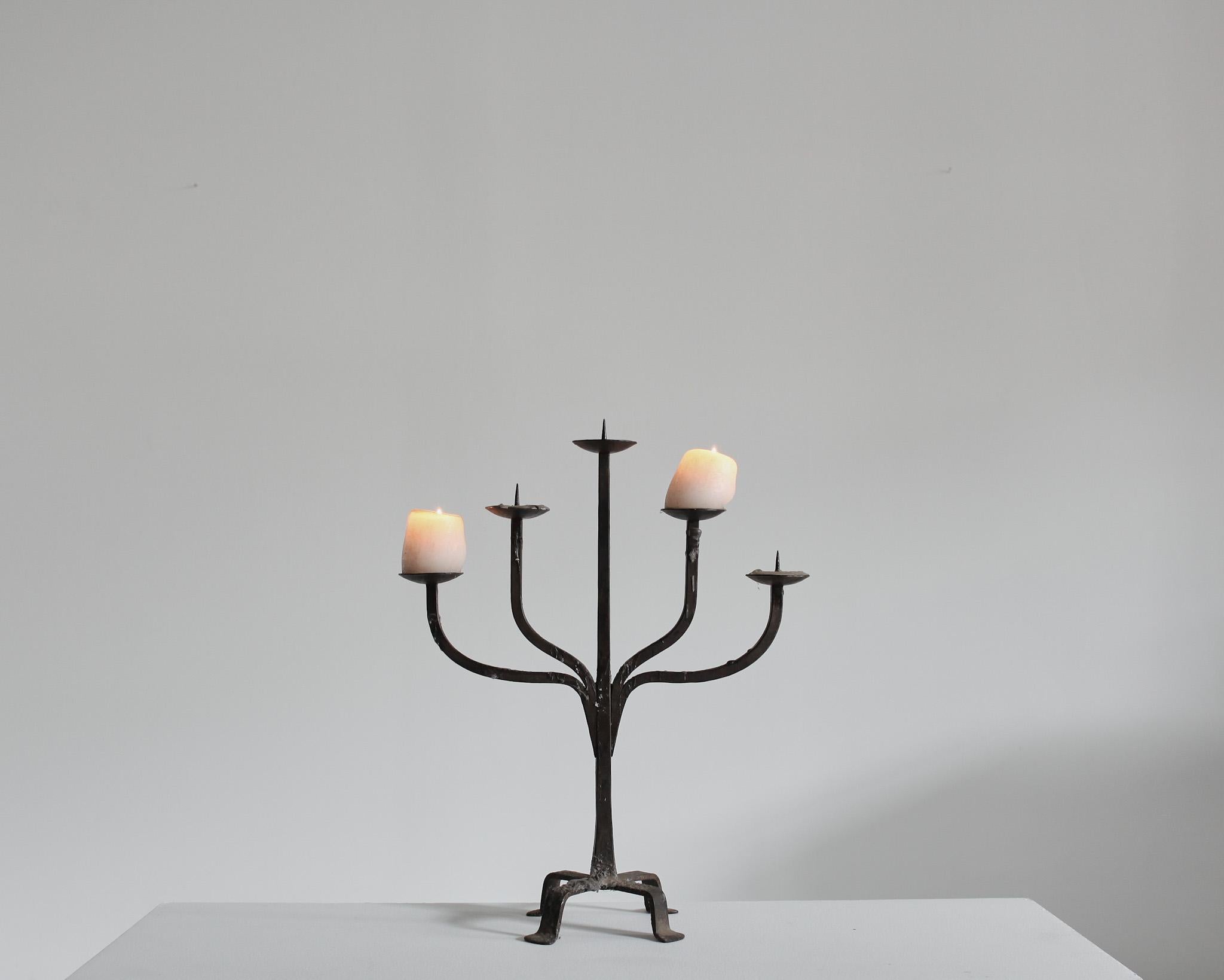 French Modernist Wrought Iron Candelabra In Good Condition For Sale In London, GB