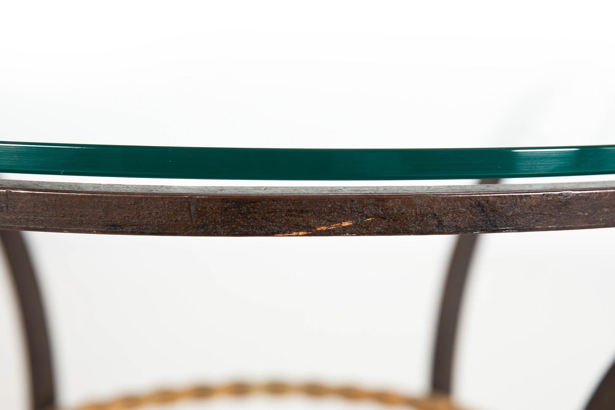 French Modernist Wrought-Iron & Glass Cocktail Side Coffee Table ca. 1950s For Sale 3