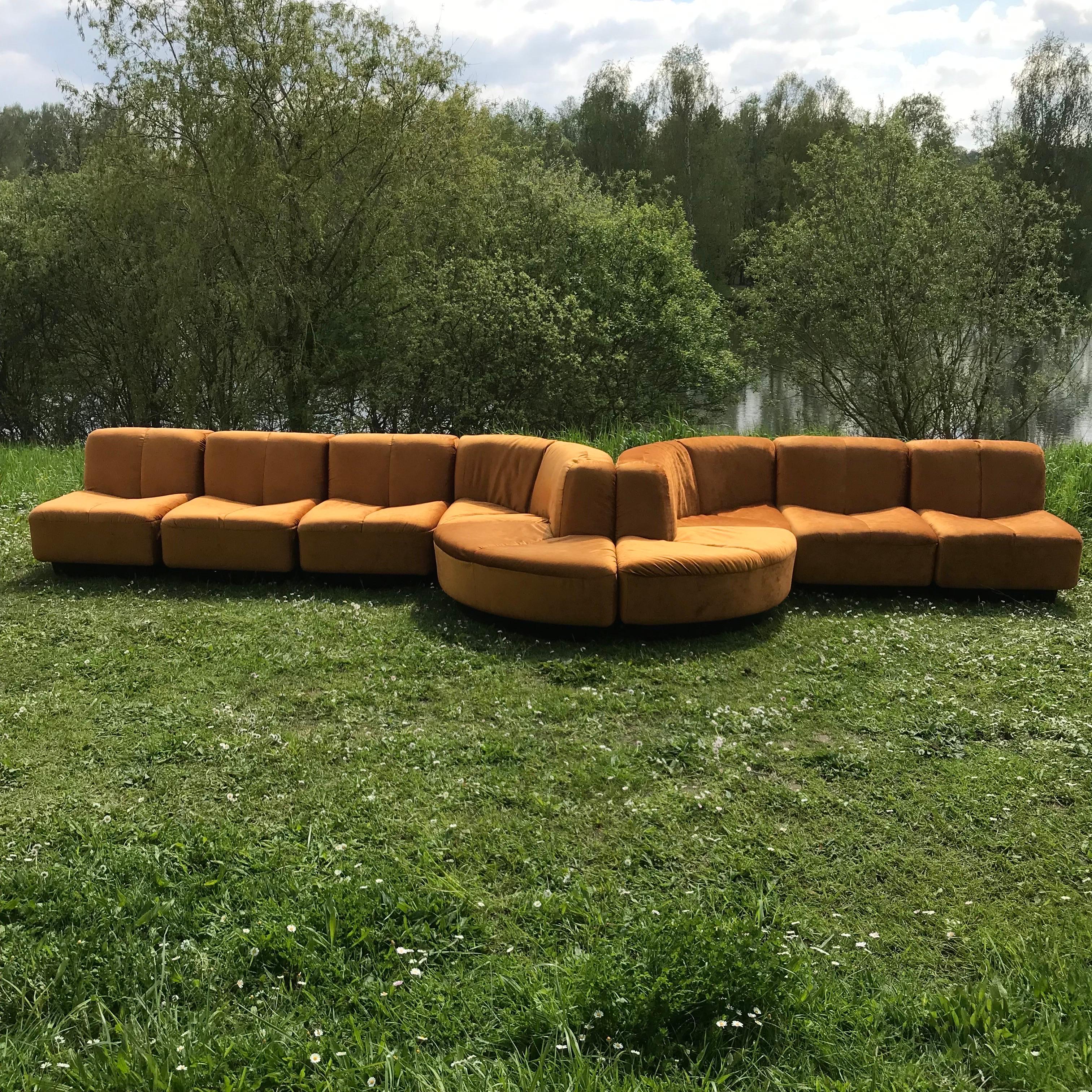 Canapé modulaire français des années 1970, 9 places en vente 3