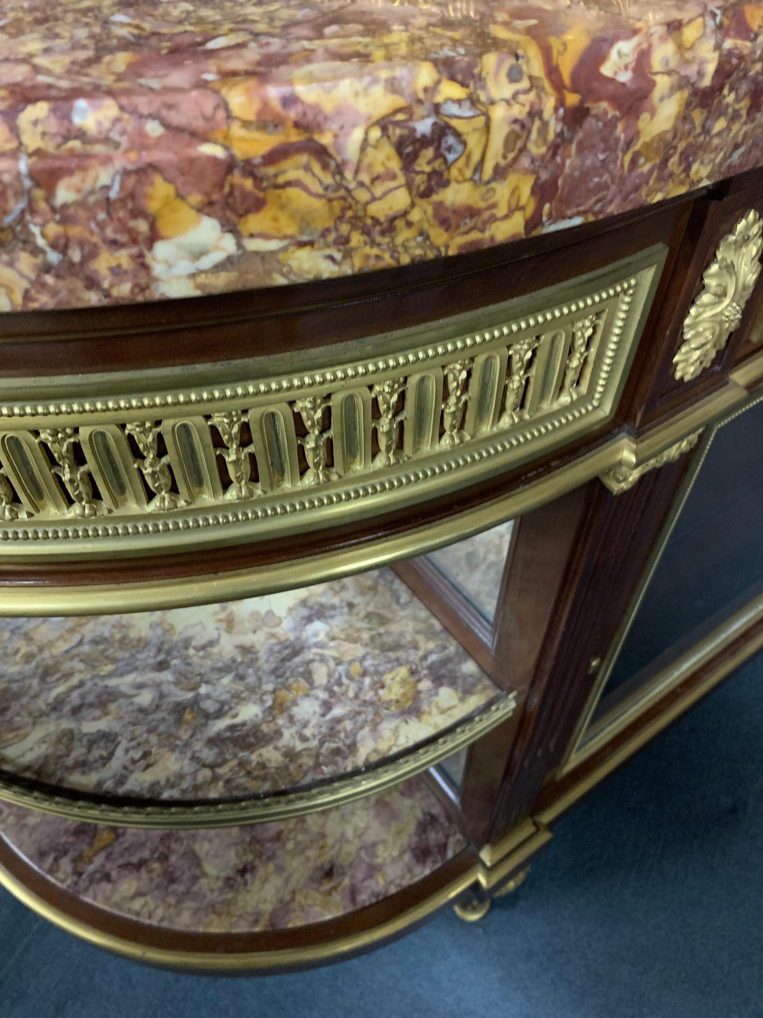 Late 19th Century French Mohagany Gilt Bronze Console Desserte by F.Linke For Sale