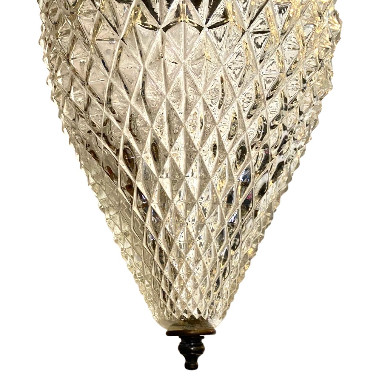 French Molded Glass Lantern In Good Condition For Sale In New York, NY