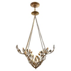 French Molded Glass Leaves Chandelier