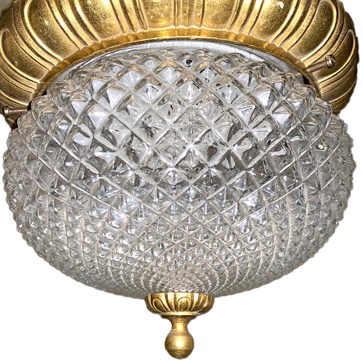 Mid-20th Century French Molded Glass Light Fixture For Sale