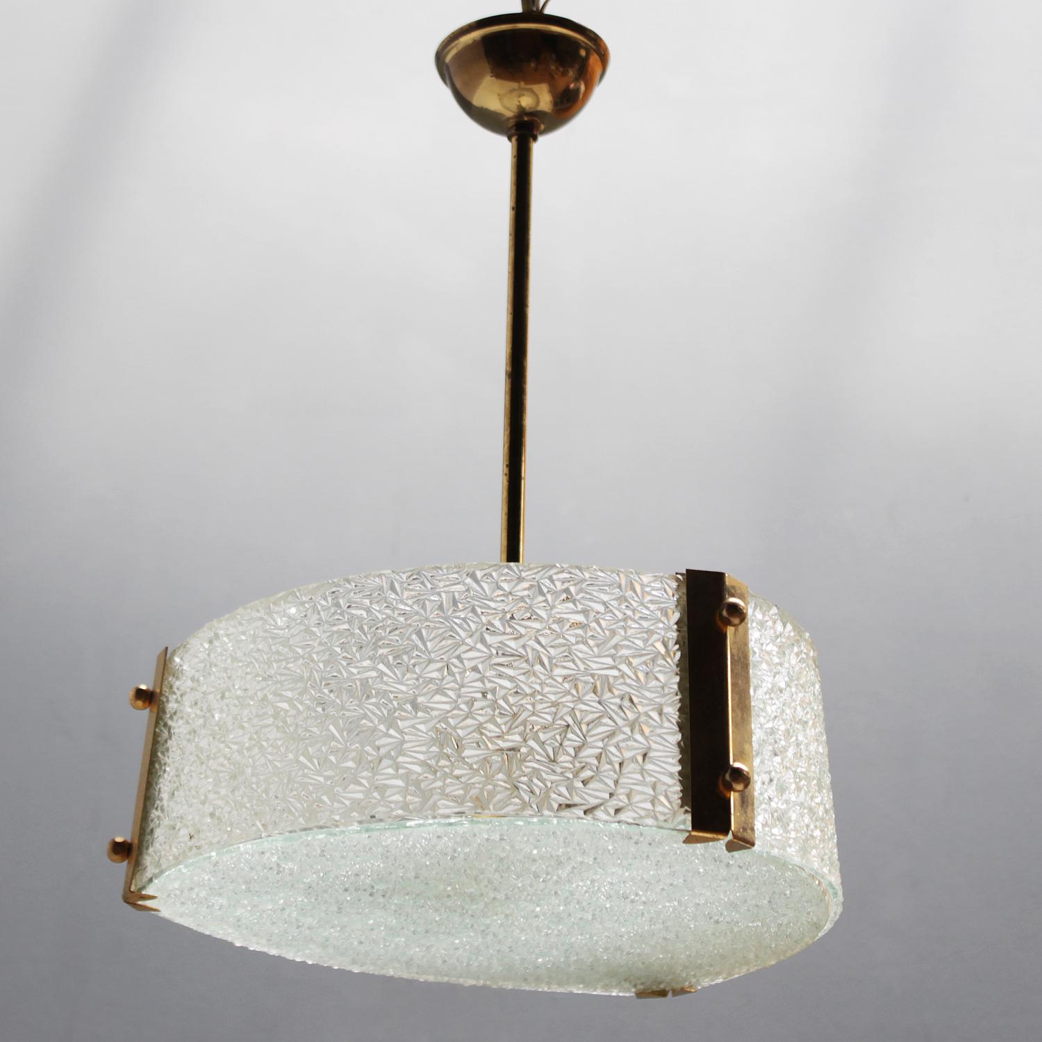 Mid-Century Modern French Molded Glass Pendant For Sale