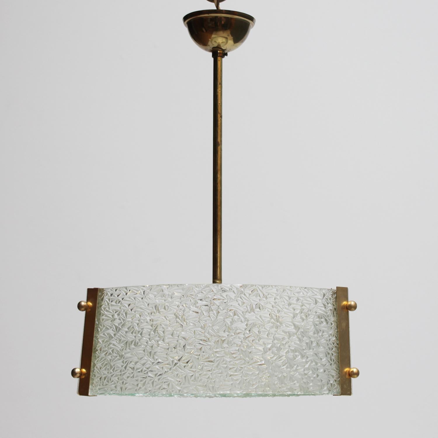 Mid-20th Century French Molded Glass Pendant For Sale