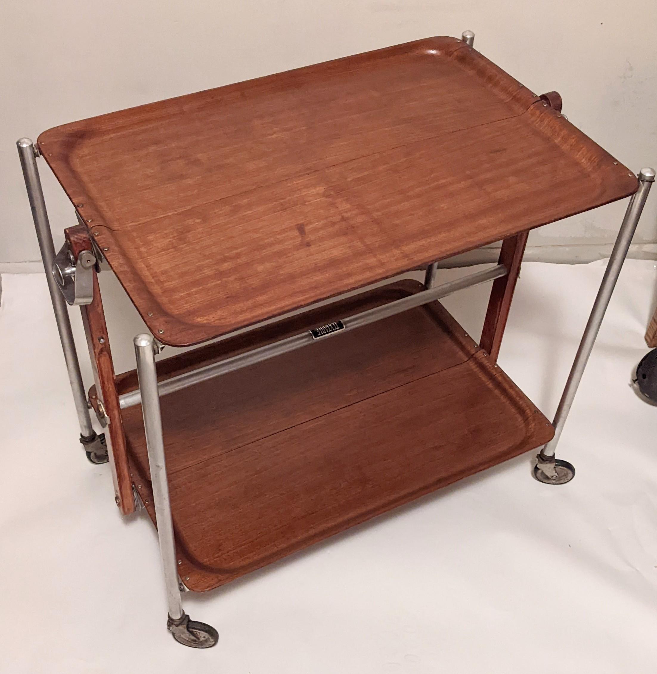 French Molded Wood Foldable Bar Cart For Sale 5