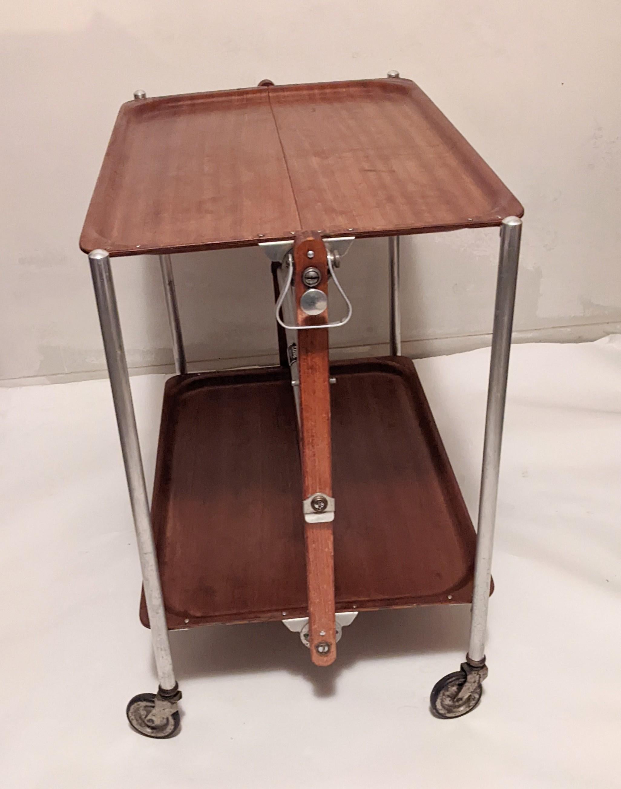 French Molded Wood Foldable Bar Cart For Sale 3