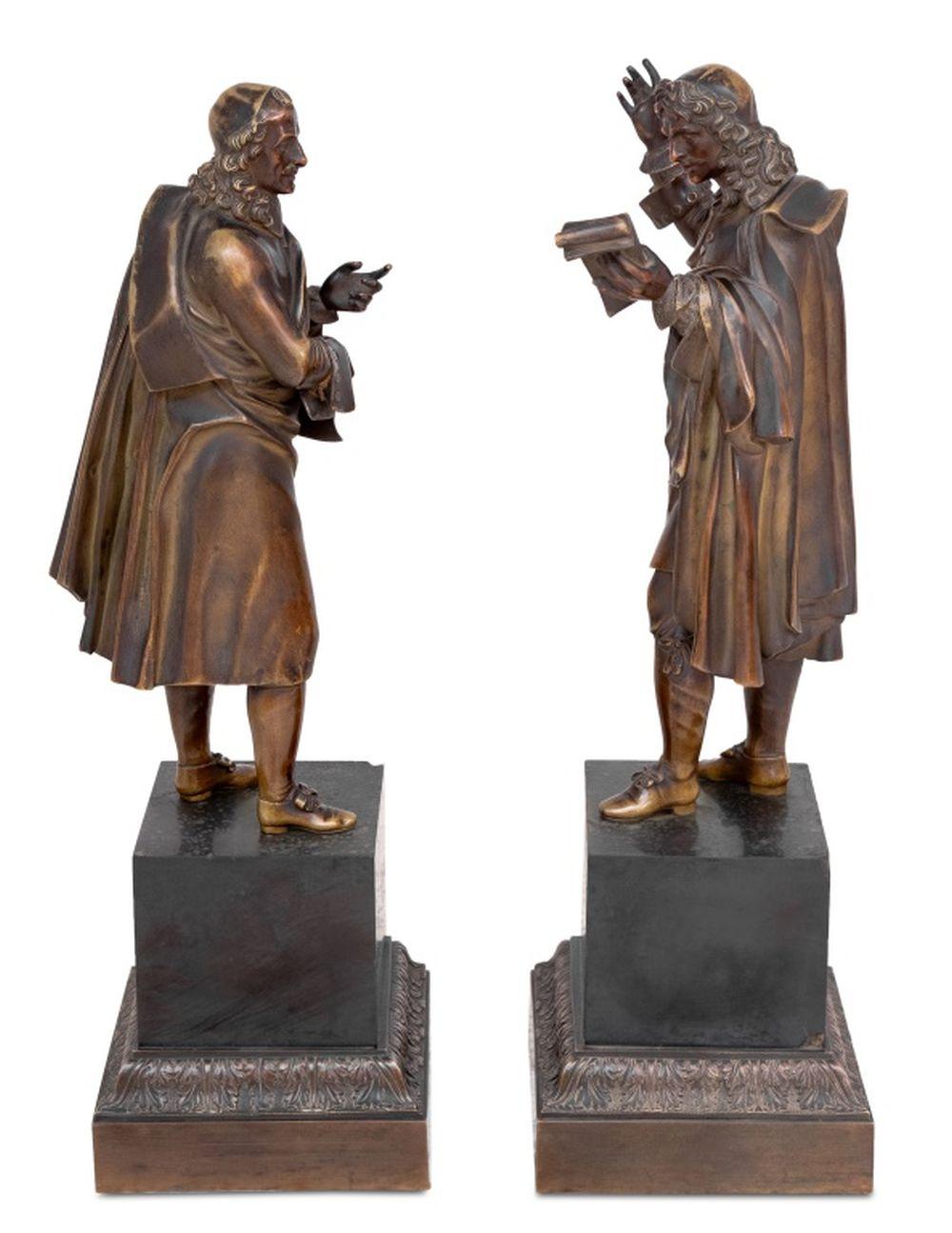 Paar französische patinierte Bronzeskulpturen von 