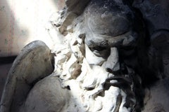 French Monastery Sculpted High Relief Plaster Frieze Depicting Father Time