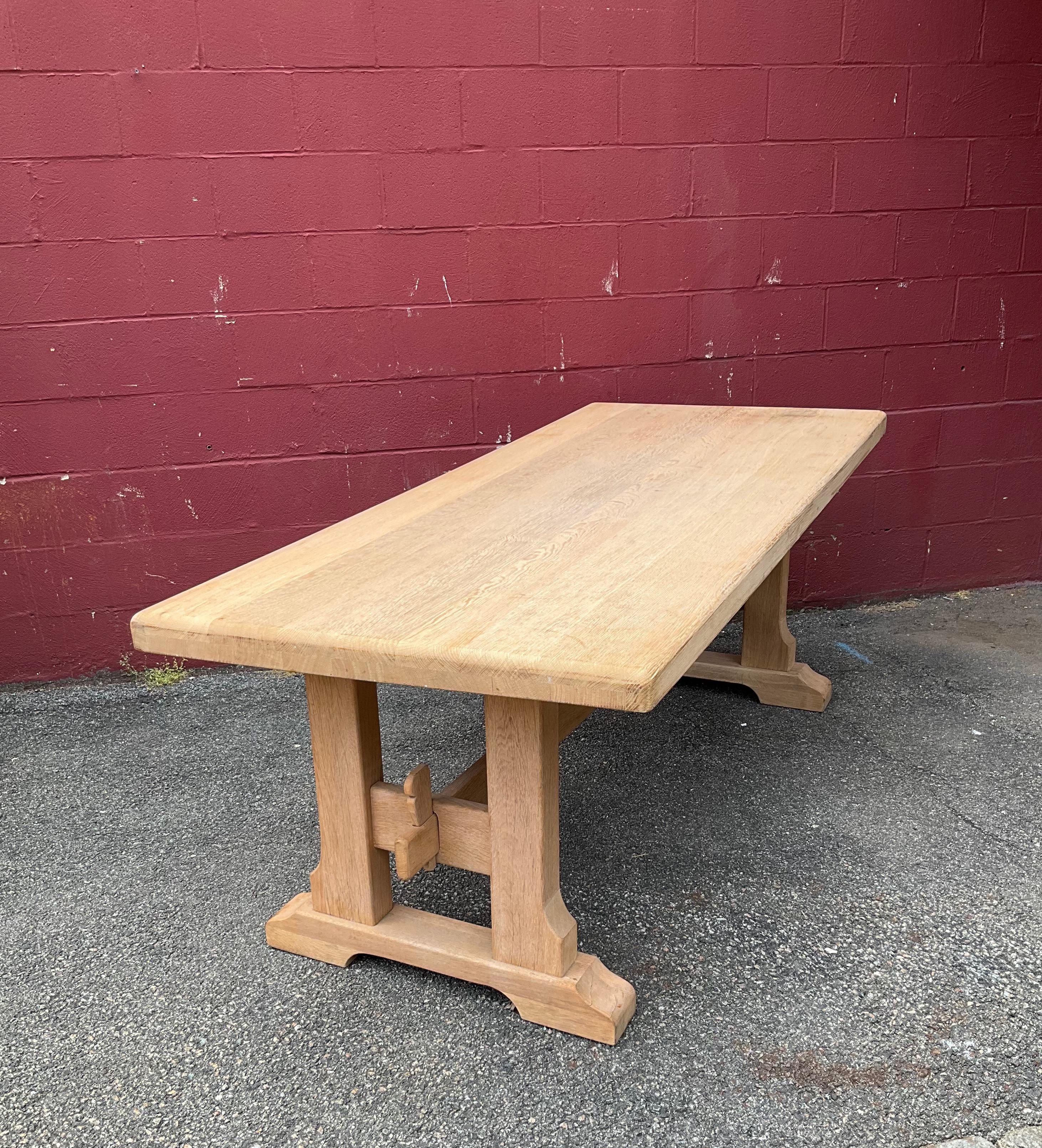 Mid-20th Century French Monastery Style Table Bleached Oak