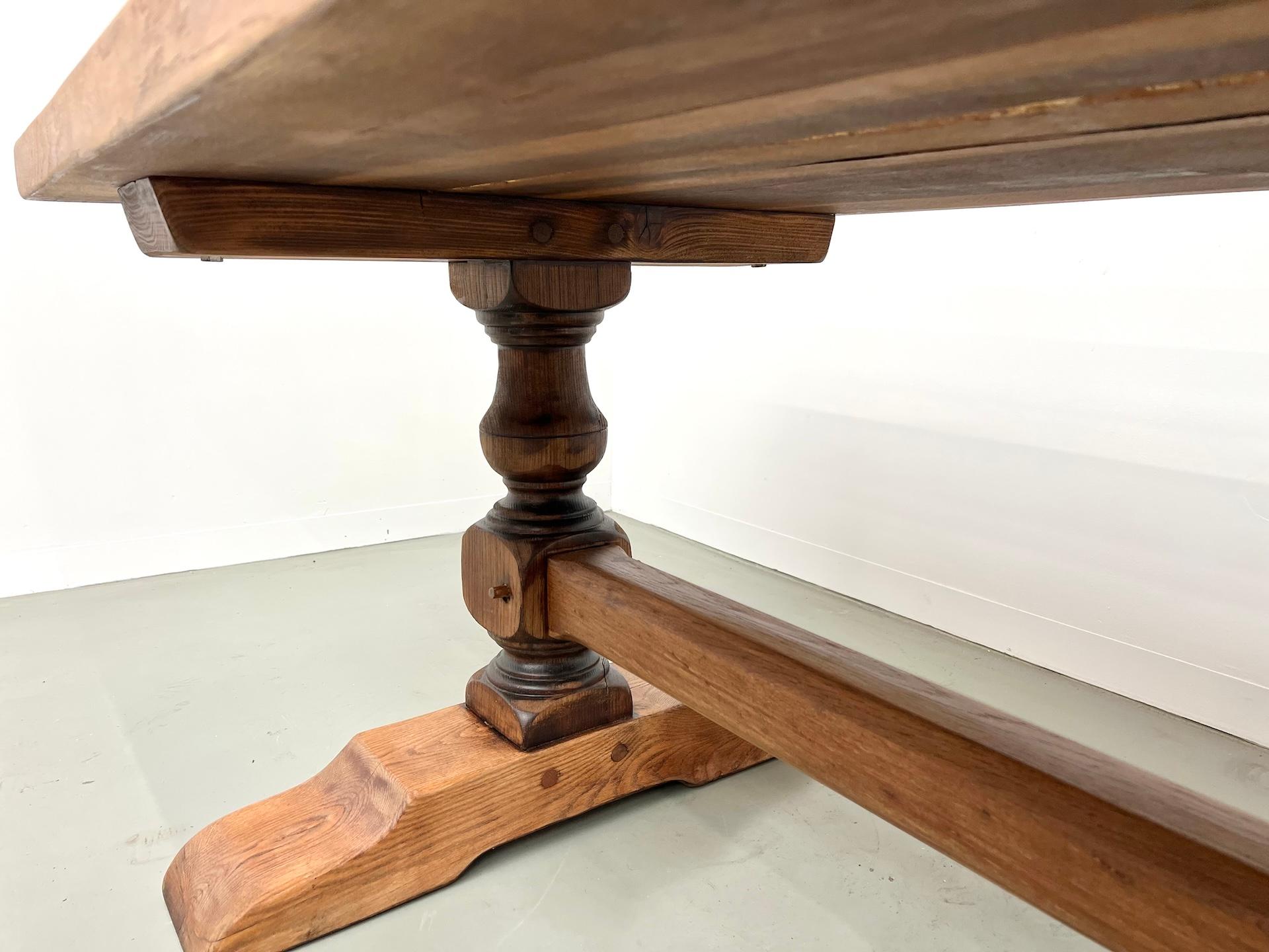 french monastery table in solid oak, circa 1950 3
