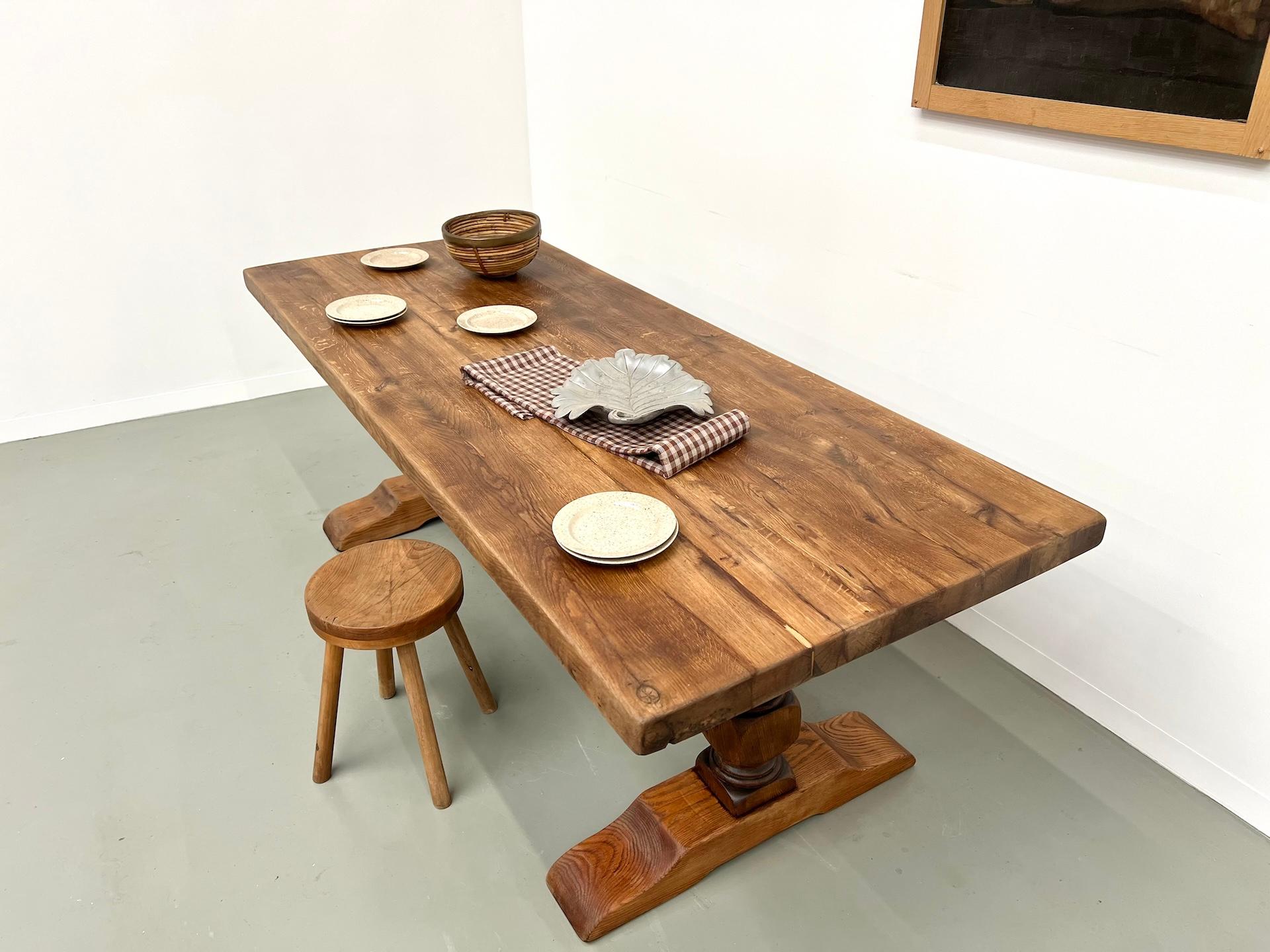french monastery table in solid oak, circa 1950 7