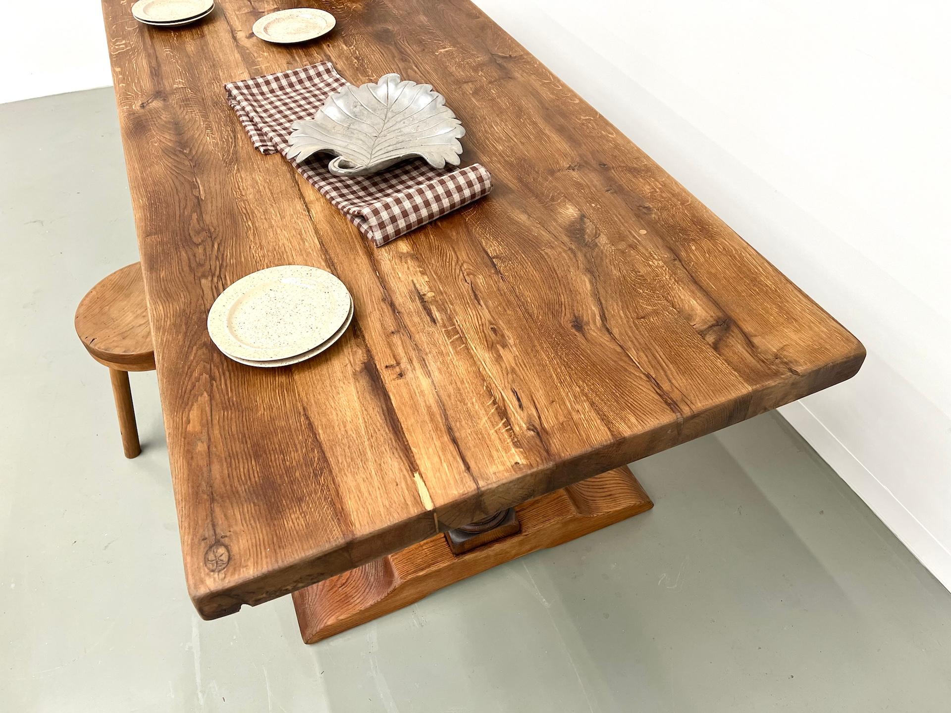 french monastery table in solid oak, circa 1950 8