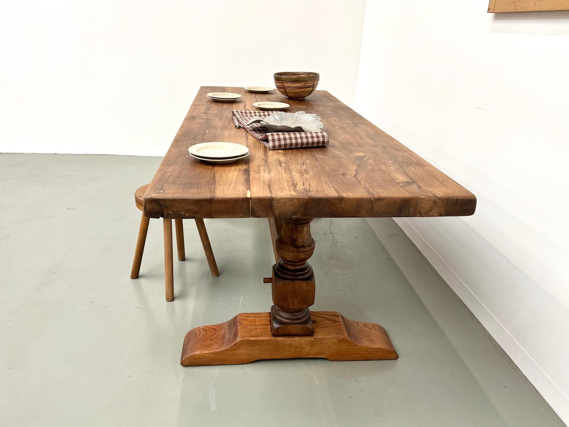 french monastery table in solid oak, circa 1950 10