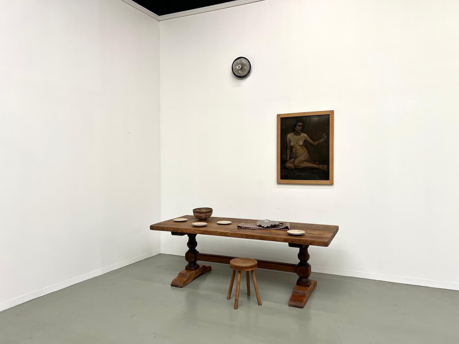 french monastery table in solid oak, circa 1950 11