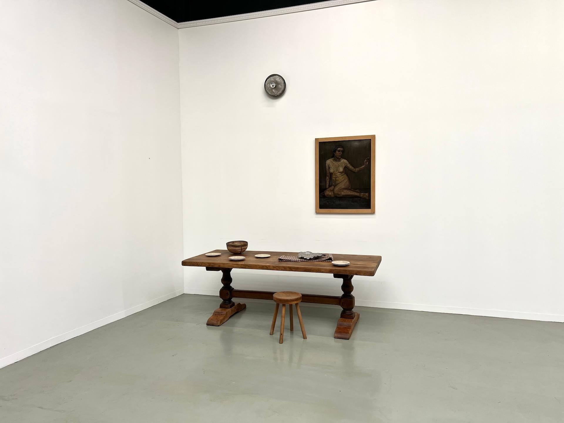 french monastery table in solid oak, circa 1950 12
