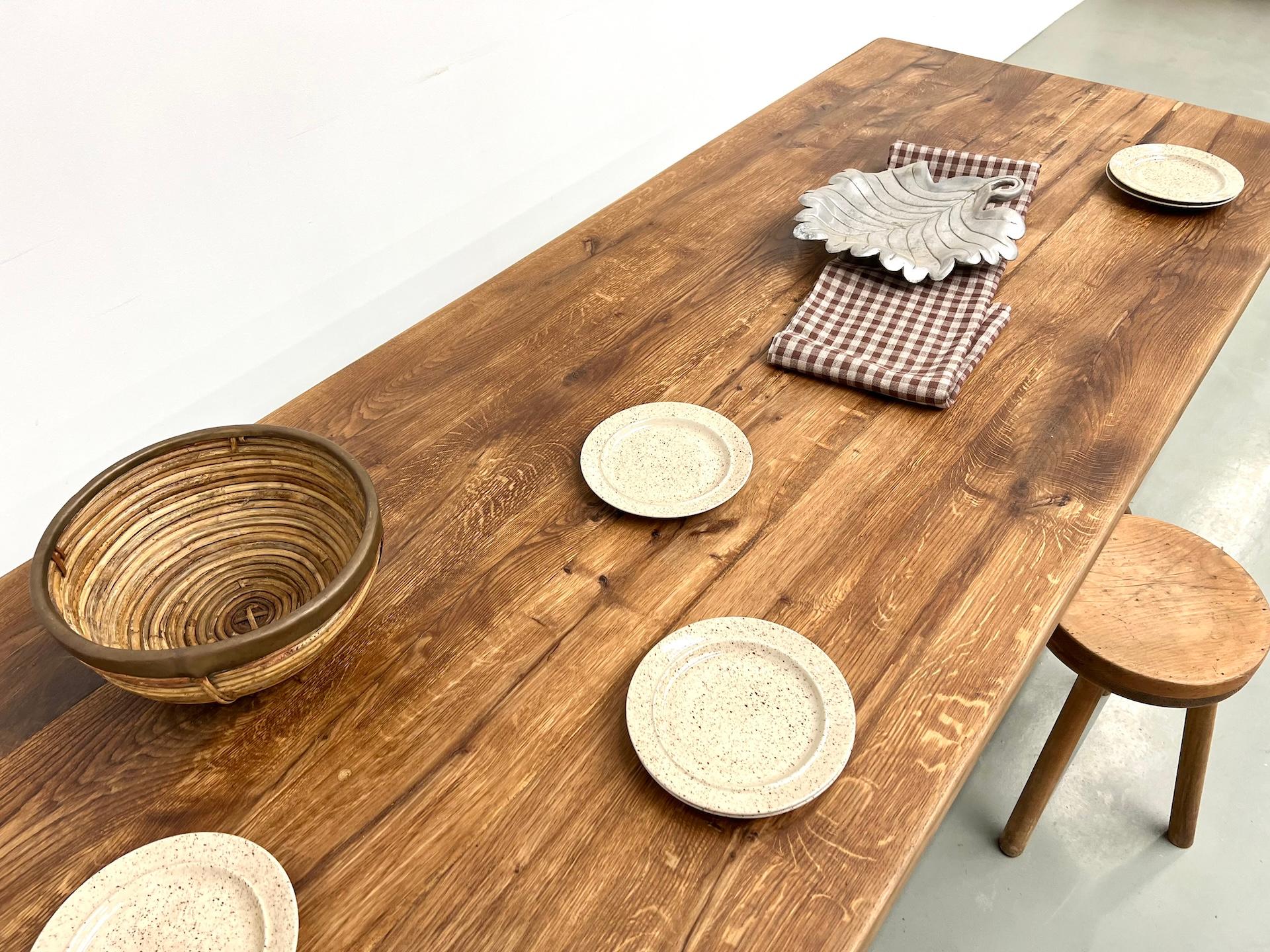 french monastery table in solid oak, circa 1950 2