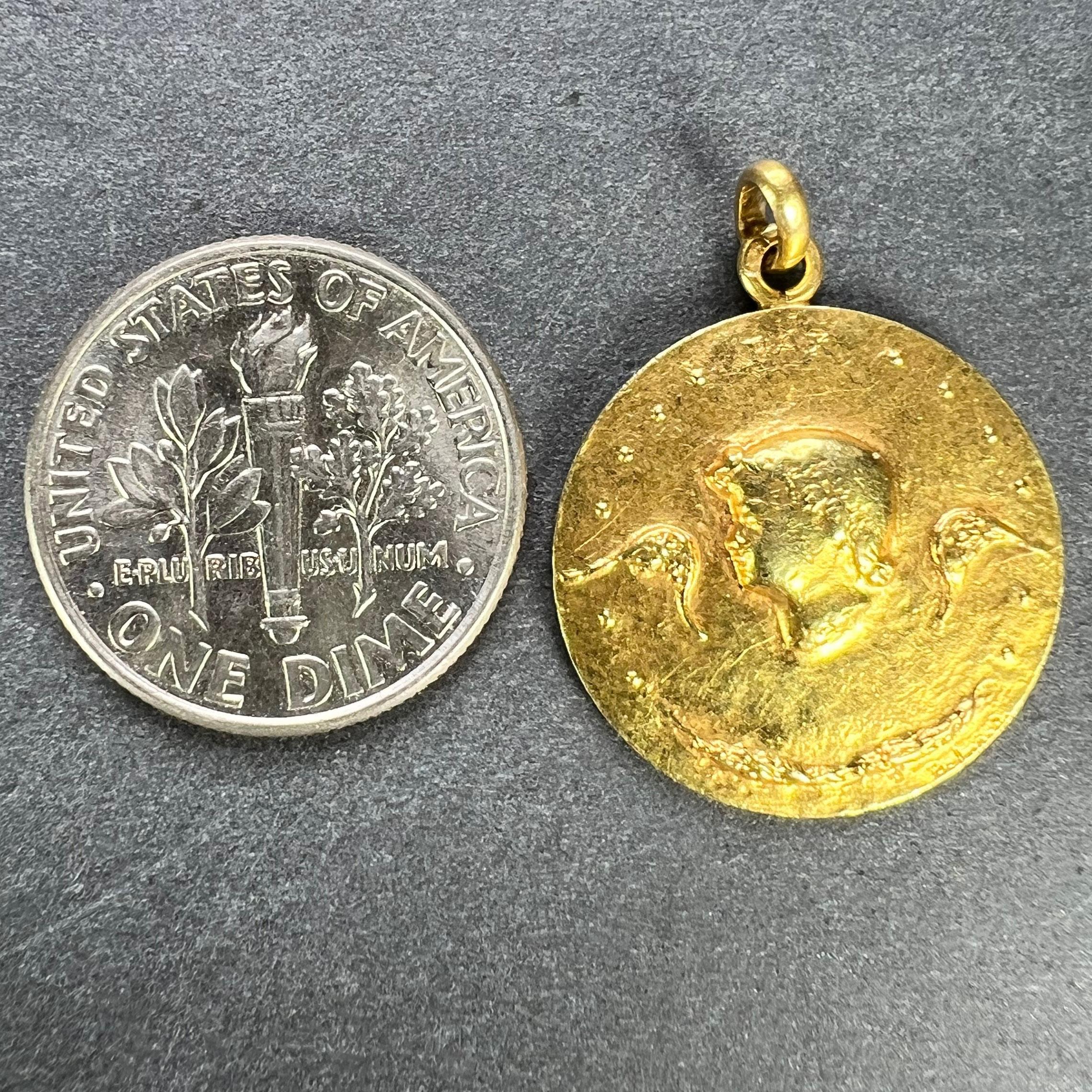 French Monnaie De Paris 18k Yellow Gold Angel of Peace Medal Pendant For Sale 6