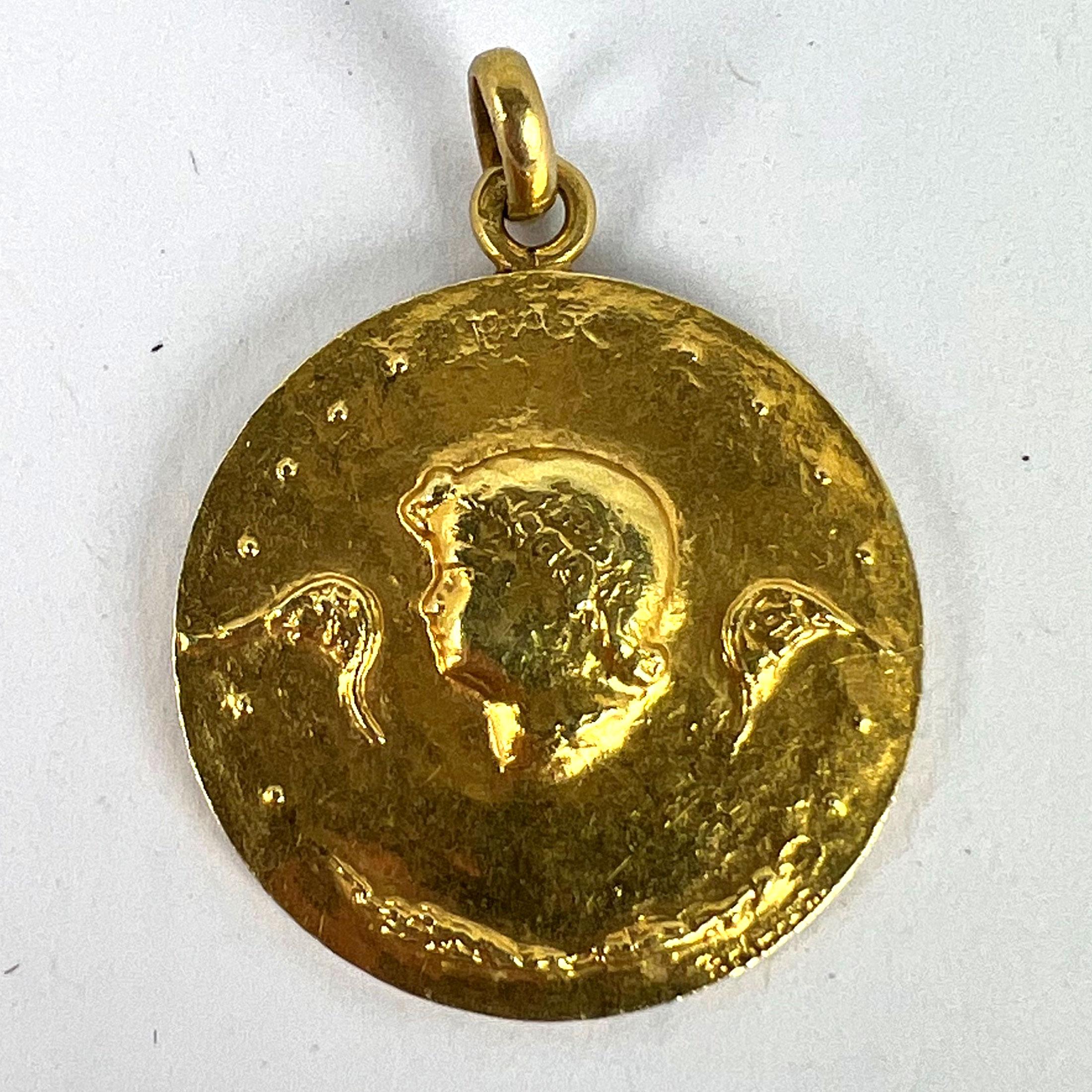 French Monnaie De Paris 18k Yellow Gold Angel of Peace Medal Pendant For Sale 7