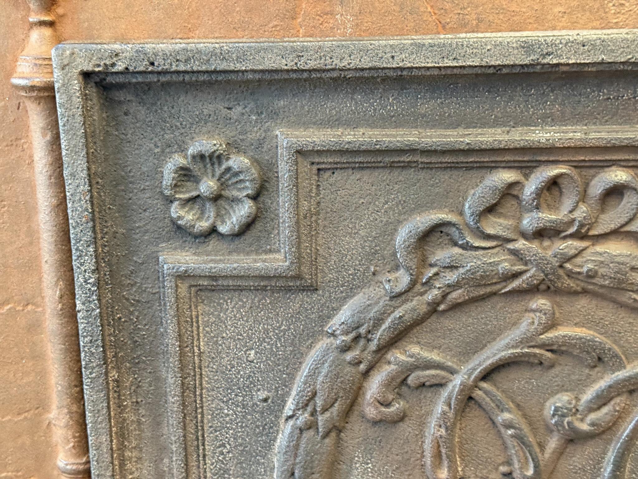 Iron French 'Monogram' Fireback / Backsplash Louis XV Period, Dated 1770 For Sale