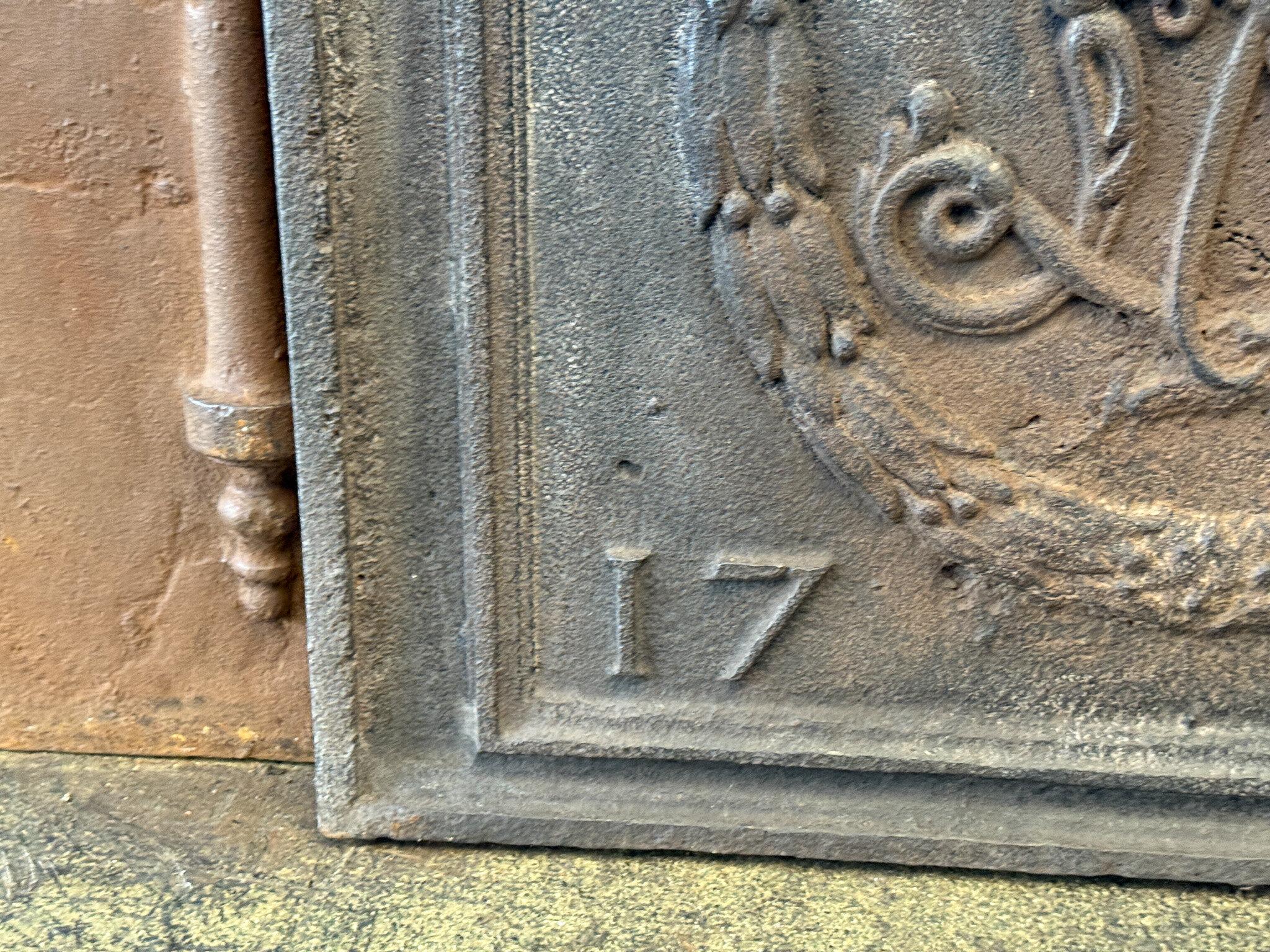 French 'Monogram' Fireback / Backsplash Louis XV Period, Dated 1770 For Sale 1