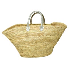 Panier de marché marocain français avec poignées en cuir