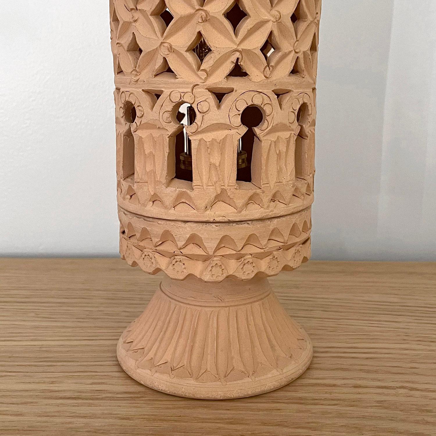 French Moroccan Terracotta Lamp For Sale 1