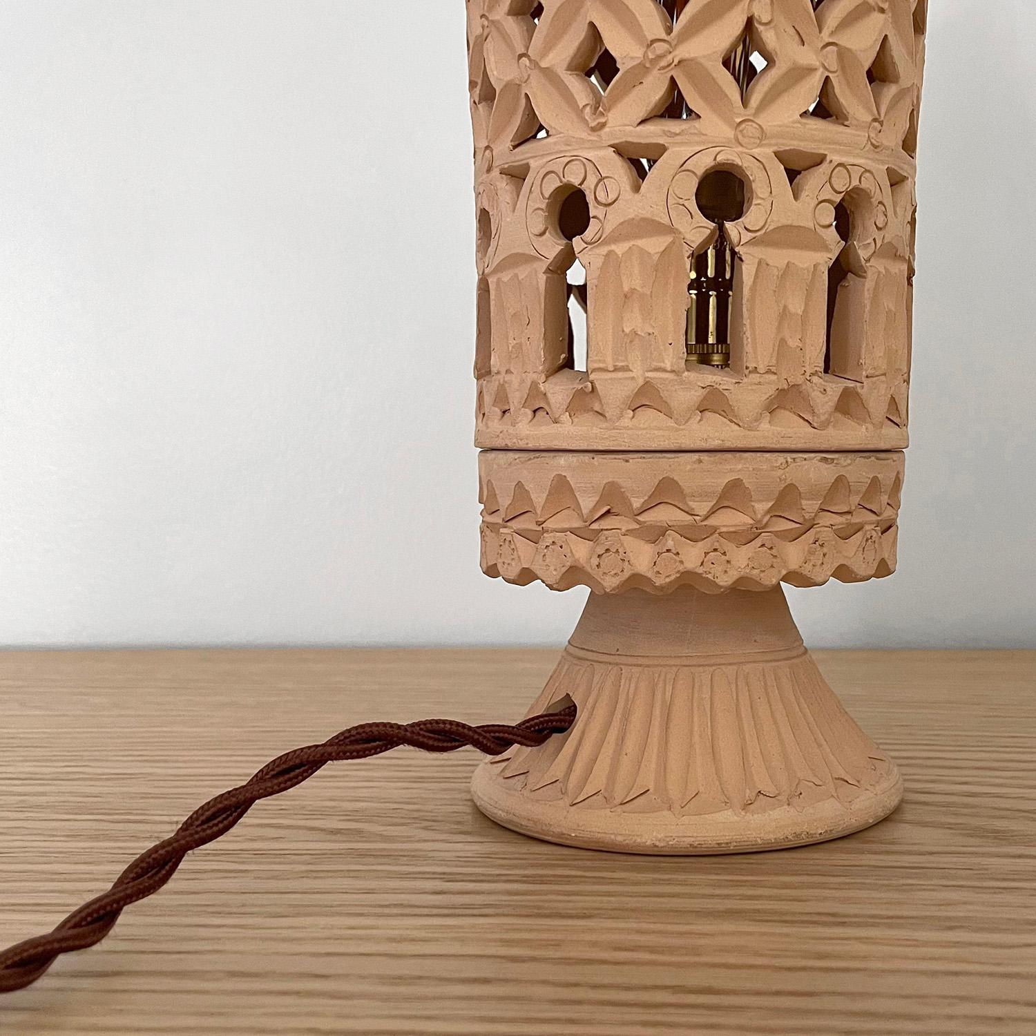 French Moroccan Terracotta Lamp For Sale 2