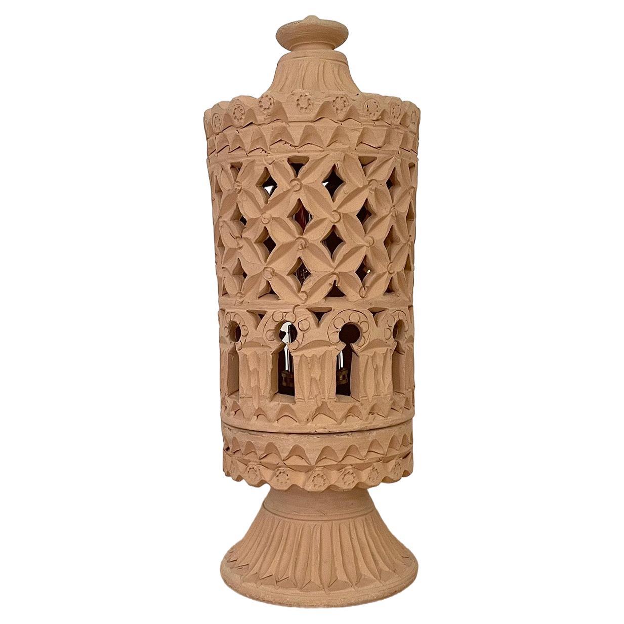 French Moroccan Terracotta Lamp