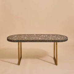 French Mosaic Coffee Table with Brass Base, 1960s
