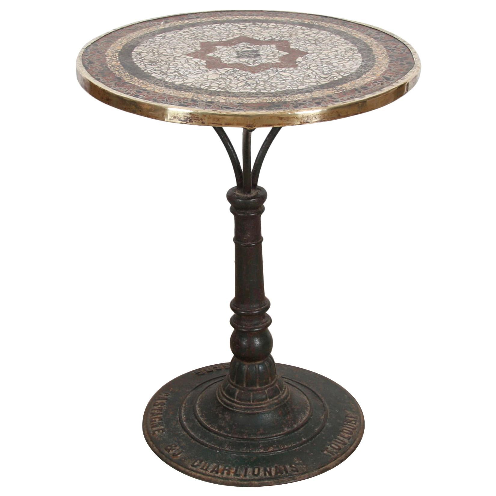French Mosaic Top Bistro Table, 1920s