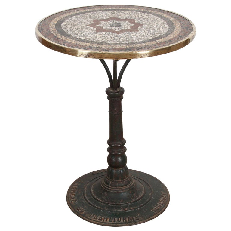 French Mosaic Top Bistro Table, 1920s at 1stDibs