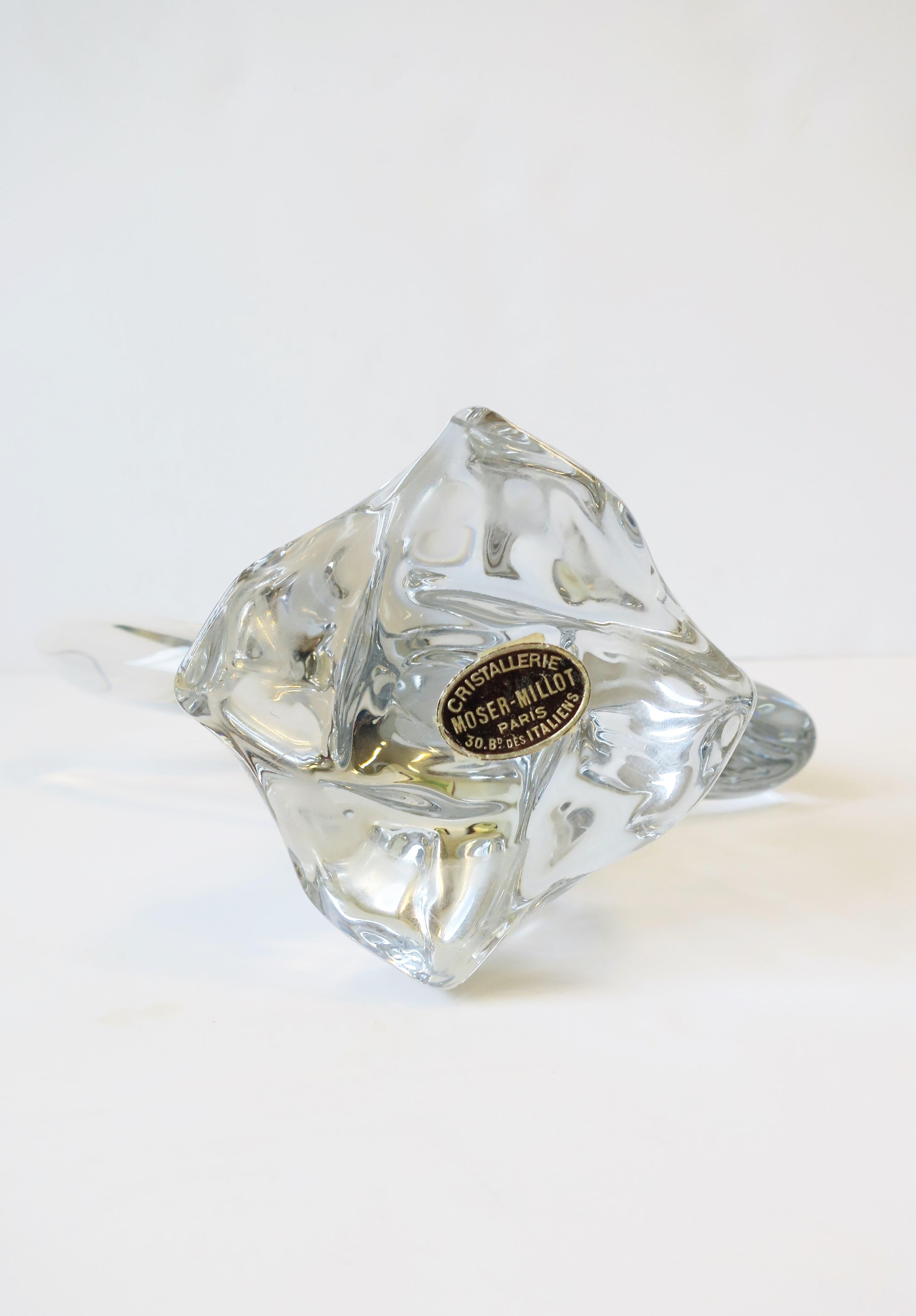French Moser-Millot Crystal Art Glass Fish Sculpture Decorative Object  For Sale 7