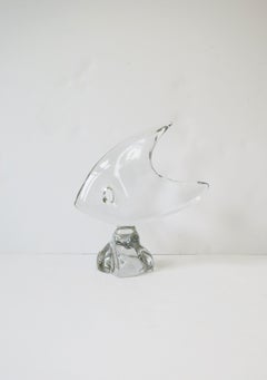 French Moser-Millot Paris Crystal Art Glass Fish Sculpture Decorative Object