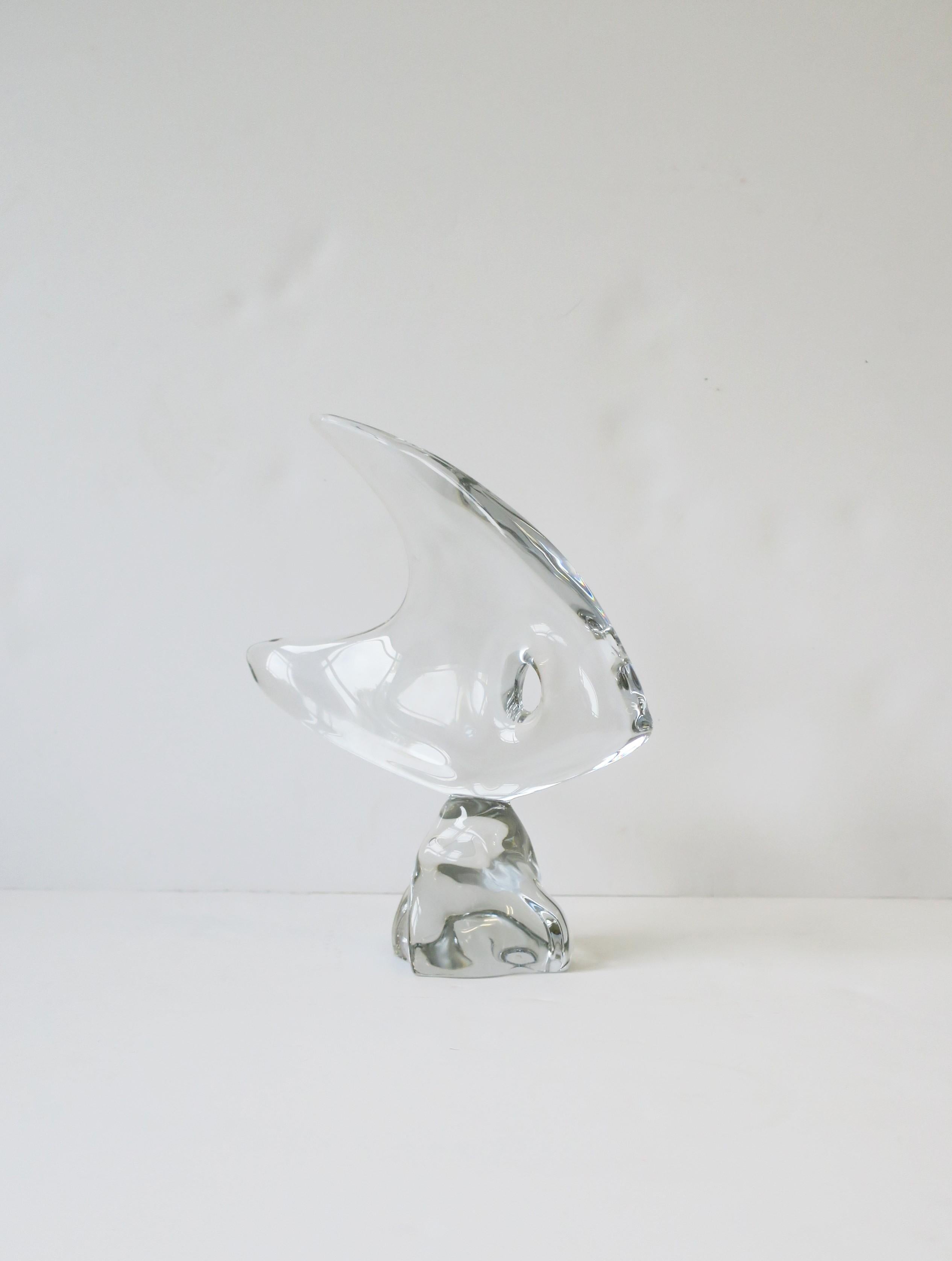 Hand-Crafted French Moser-Millot Paris Crystal Art Glass Fish Sculpture Decorative Object  For Sale