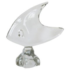 French Moser-Millot Paris Crystal Art Glass Fish Sculpture Decorative Object