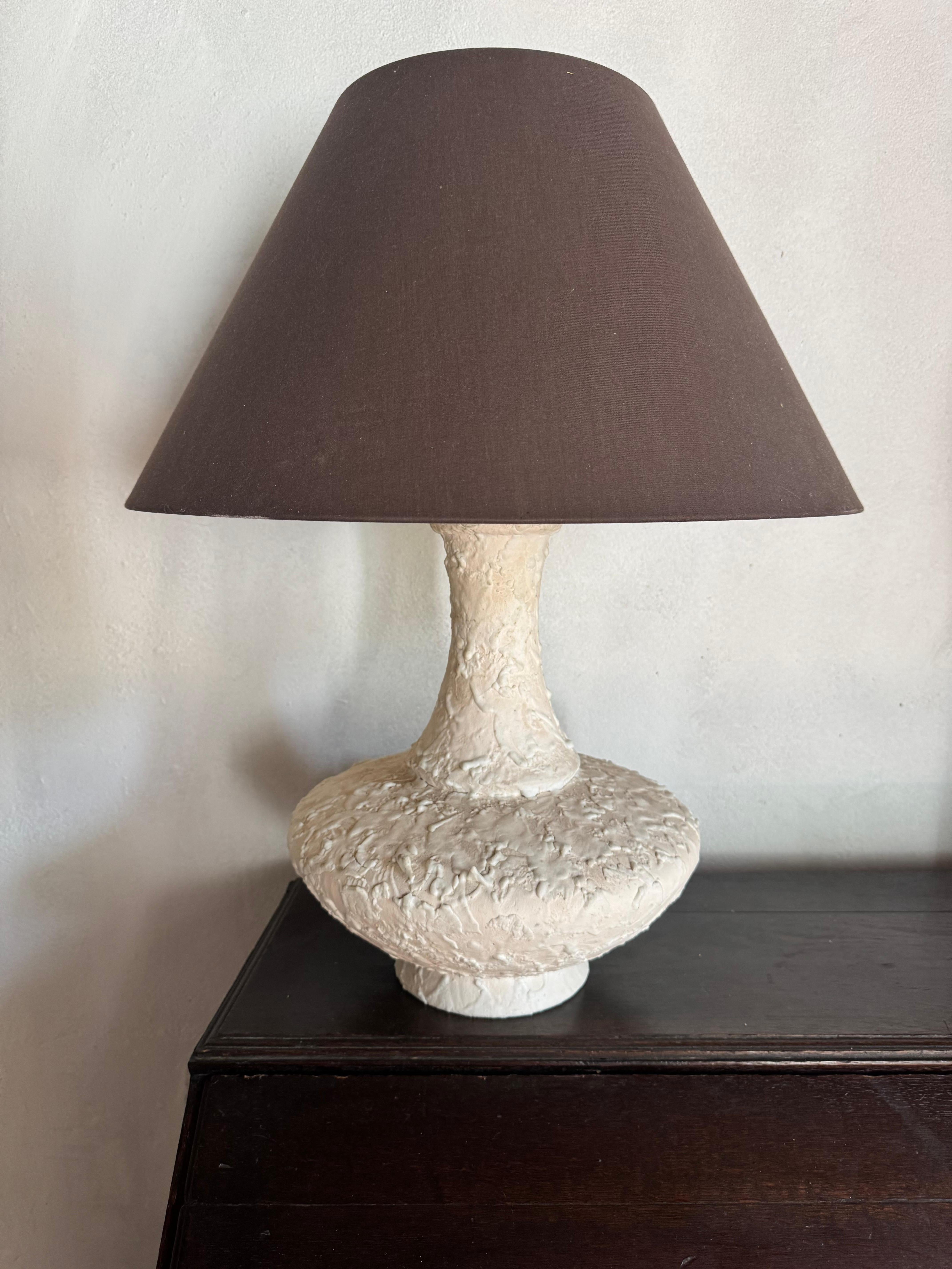 A mottled glazed white ceramic table lamp. French c.1970’s