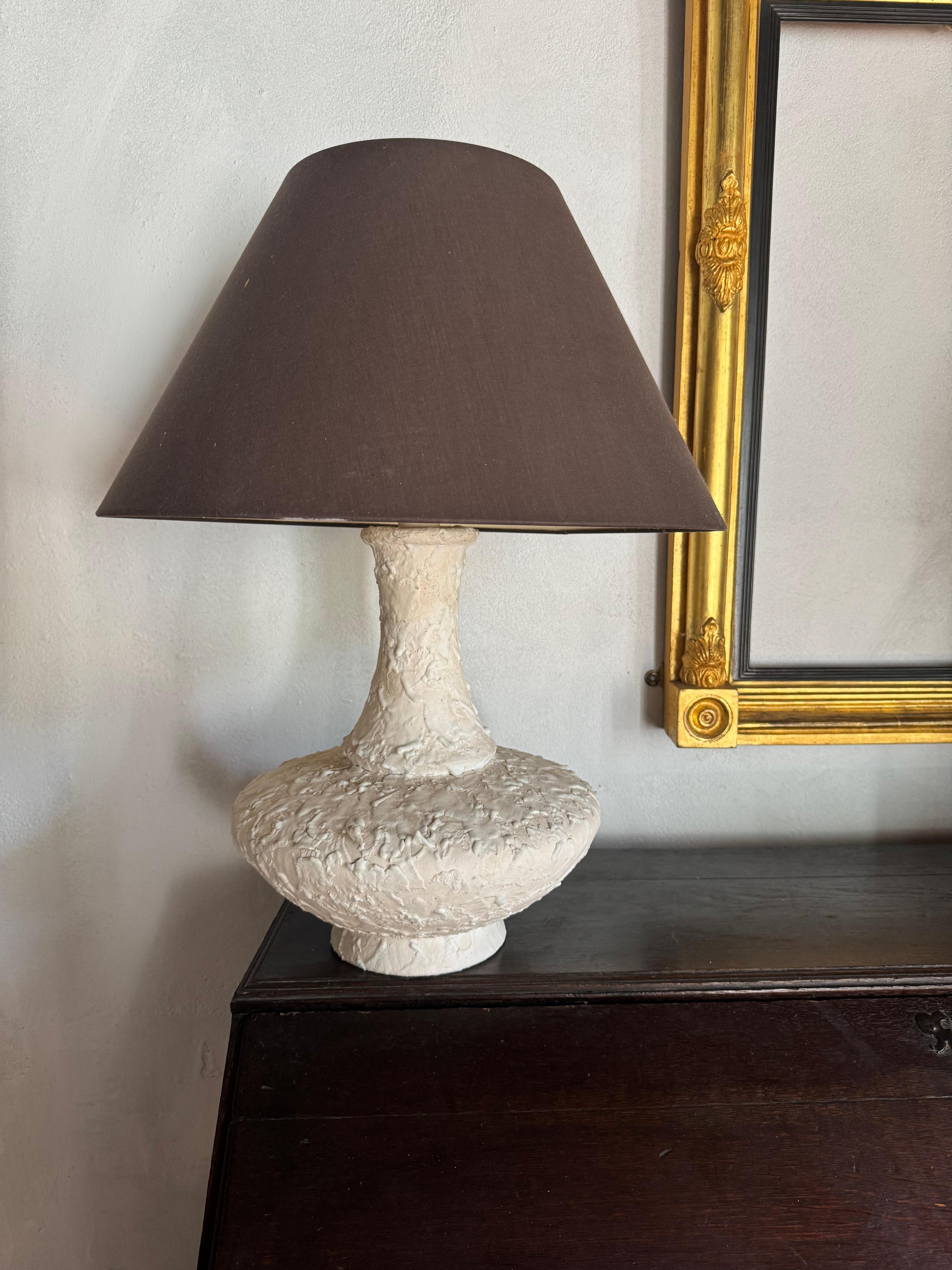 20th Century French mottled glazed 1970’s white lamp For Sale