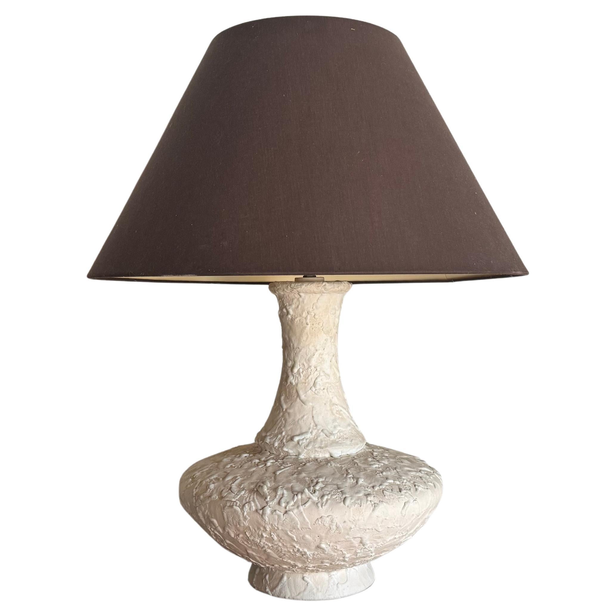 French mottled glazed 1970’s white lamp For Sale