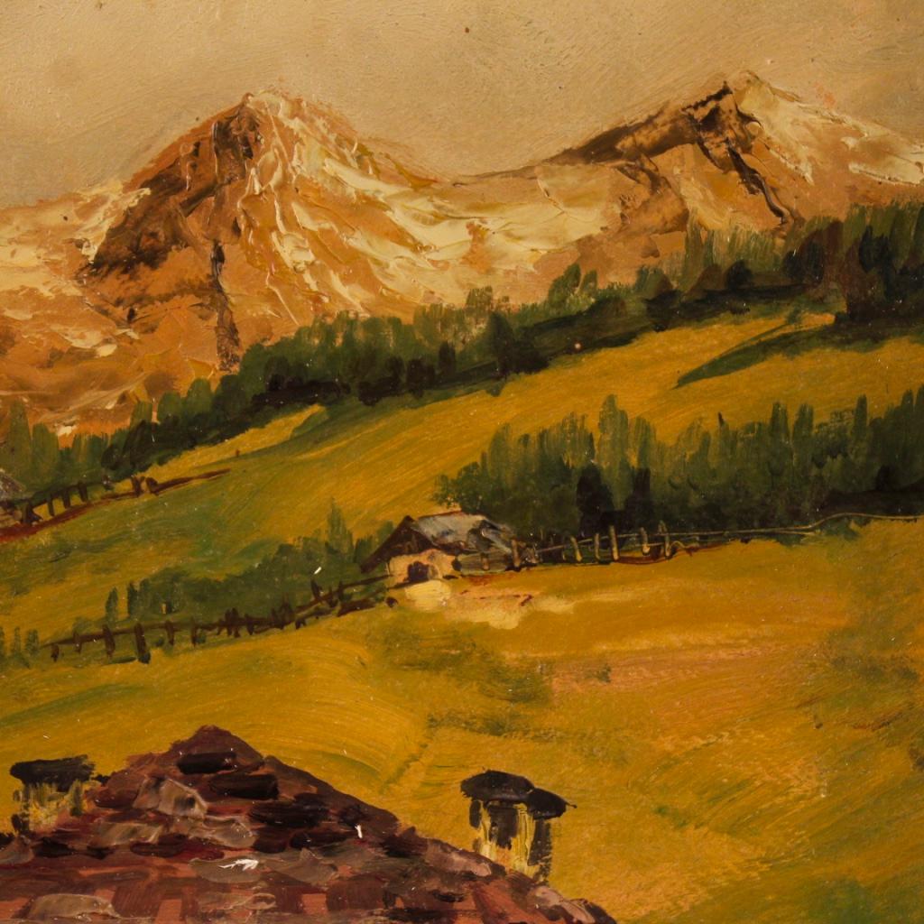 French Mountain Landscape Painting Oil on Cardboard from 20th Century 4