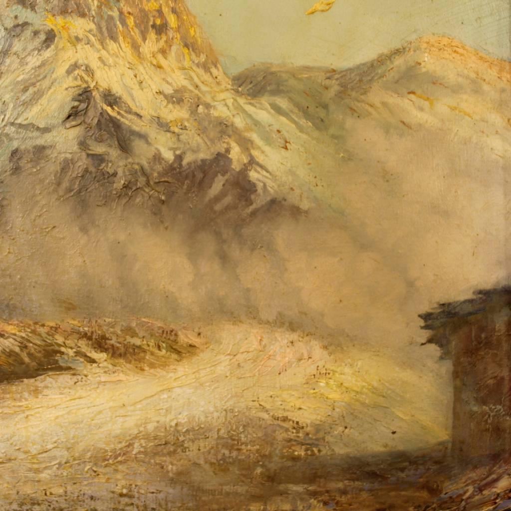 Peinture à l'huile sur panneau du 20ème siècle représentant un paysage de montagne français, signée, 1960 en vente 4