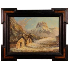 20th Century Oil on Board French Mountain Landscape Signed Painting, 1960