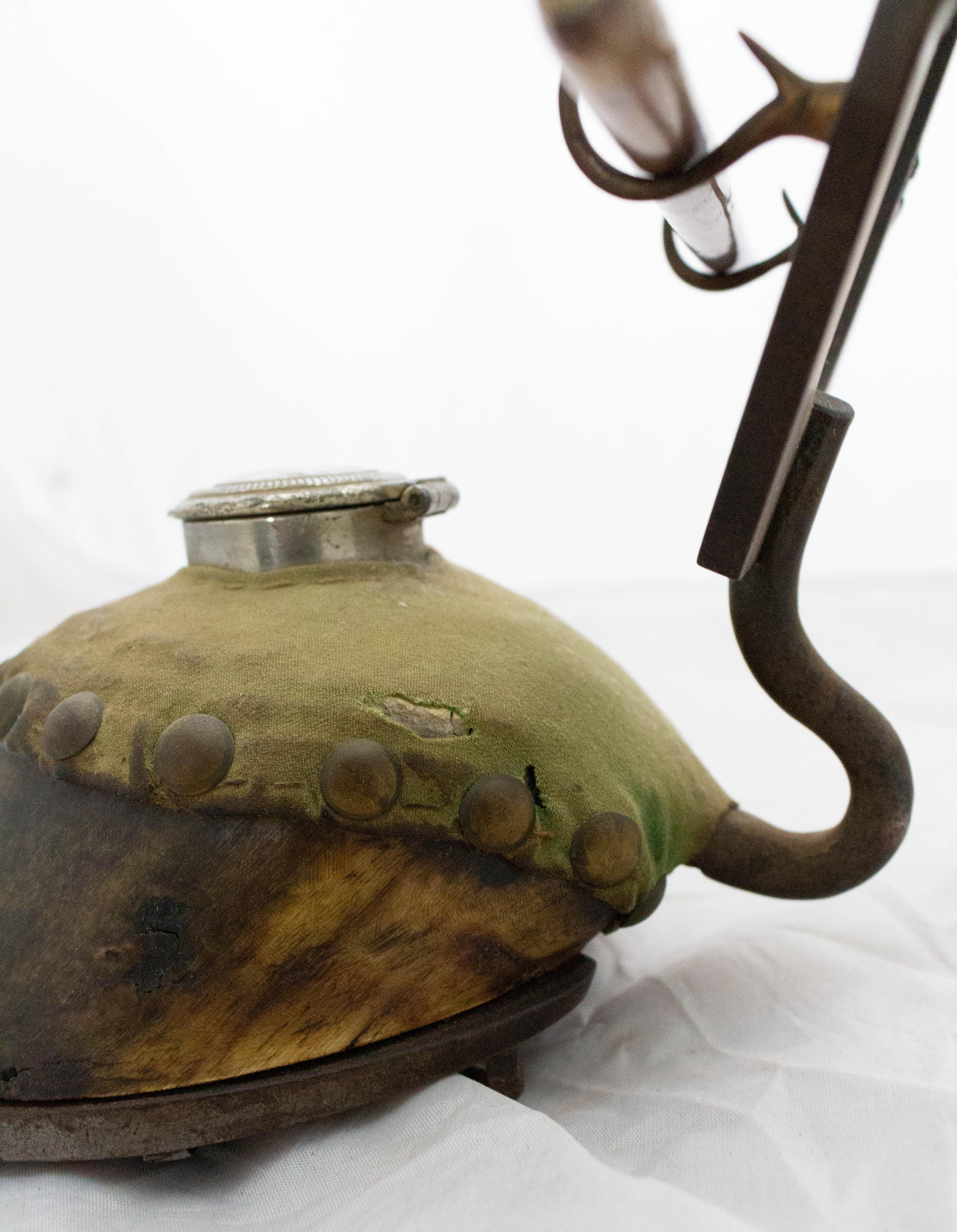 Leather French Mounted Horse Hoof Inkwell and Pen Holder, Late 19th Century For Sale