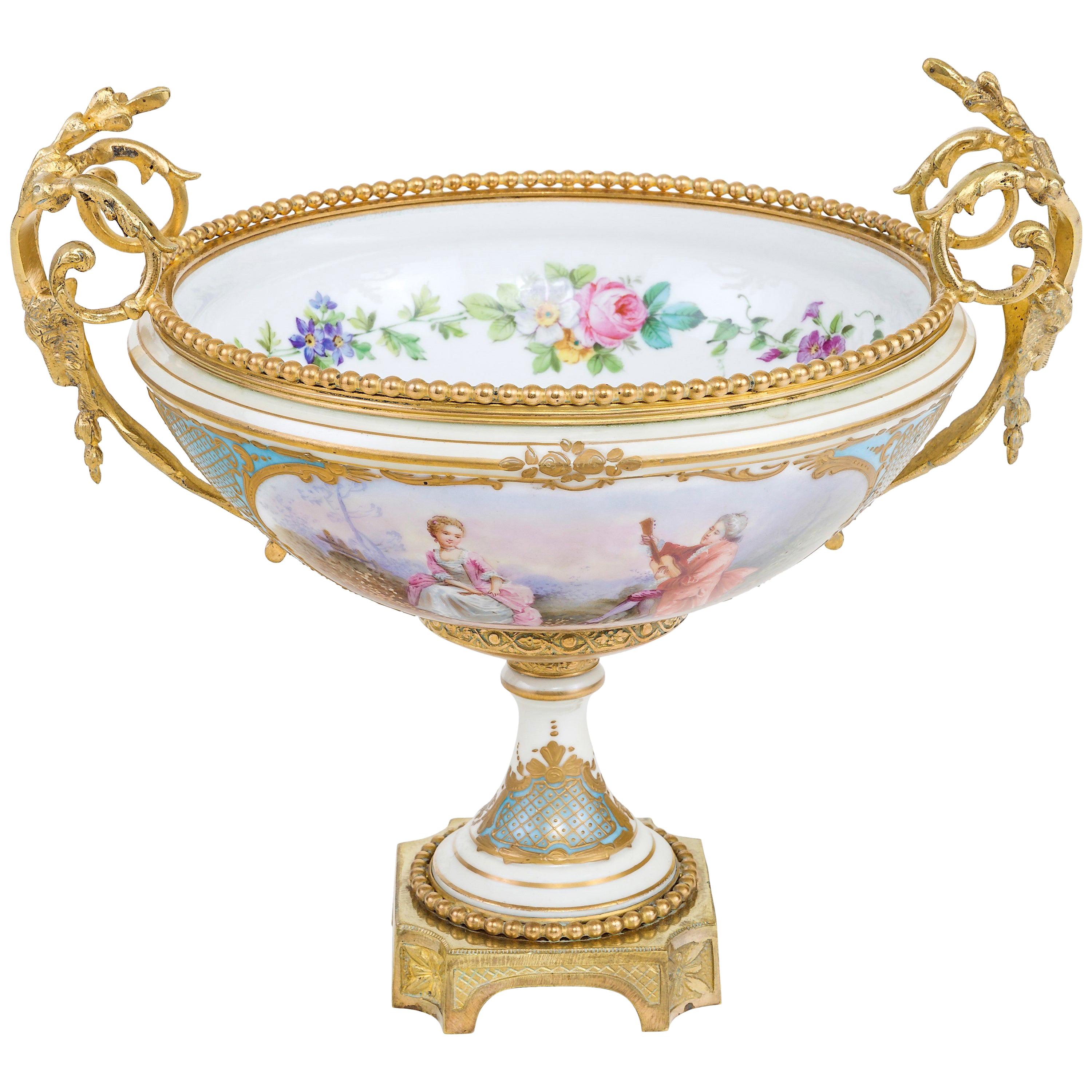 French Mounted Porcelain Centerpiece For Sale