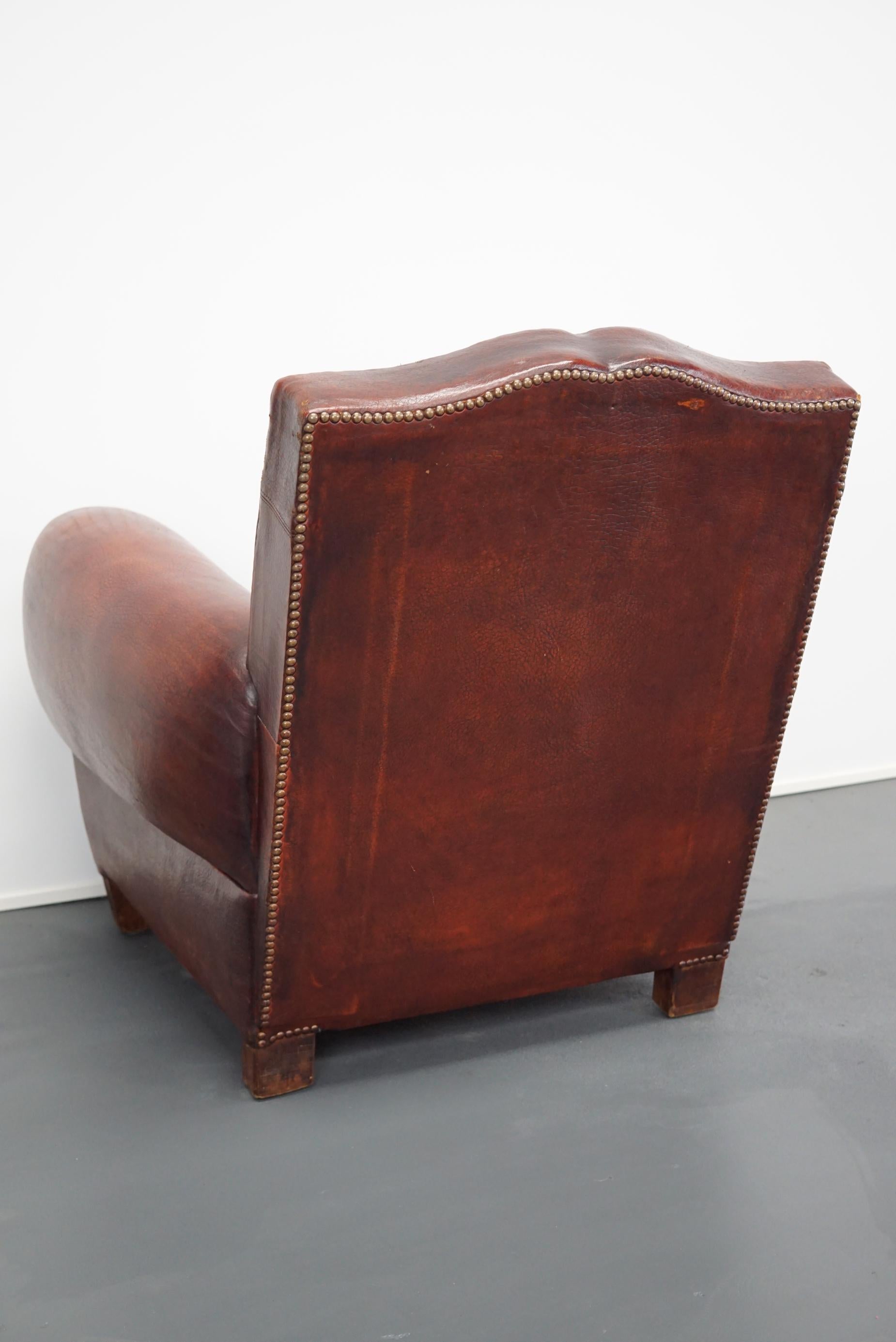 French Moustache Back Brown Leather Club Chair 6