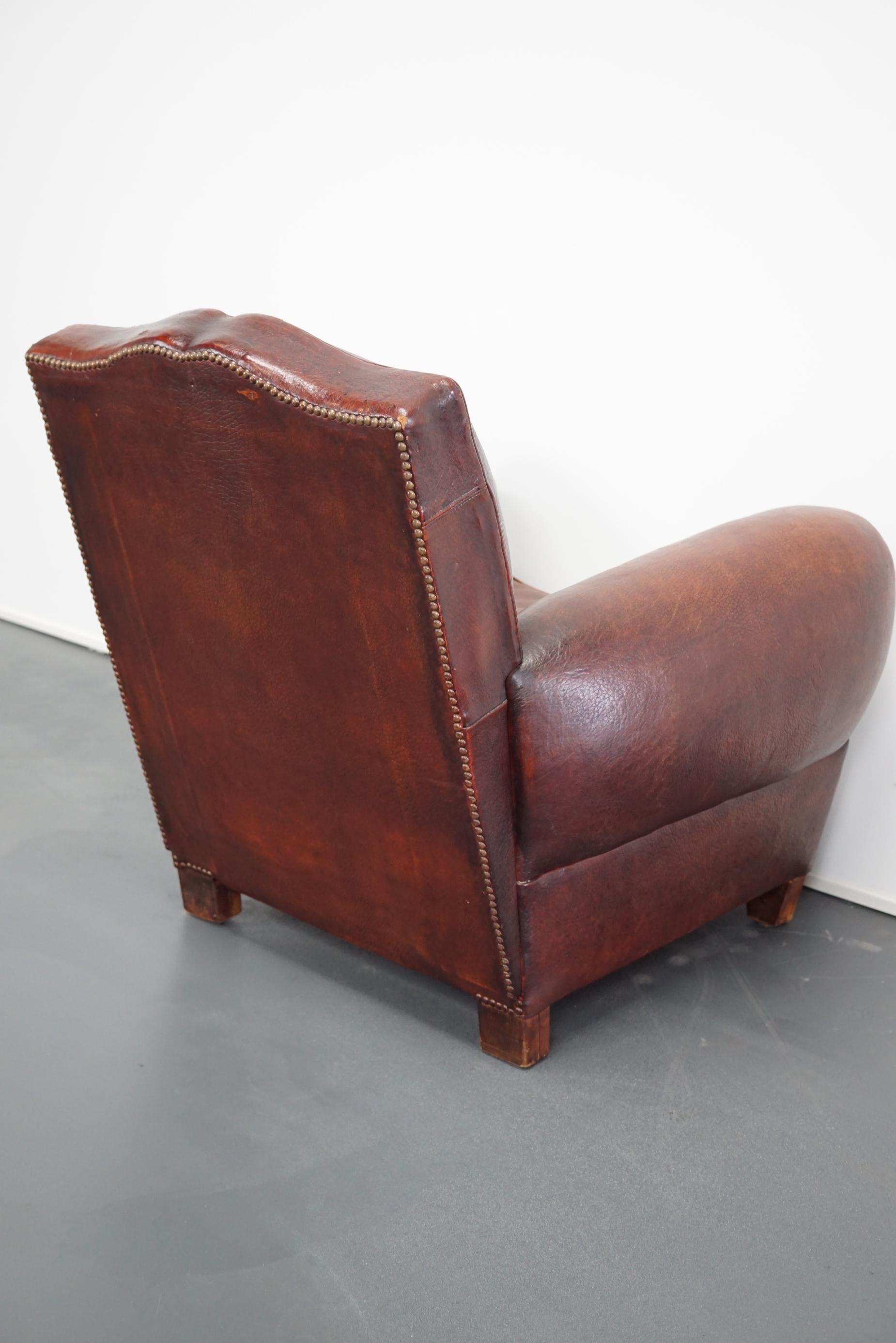 French Moustache Back Brown Leather Club Chair 7