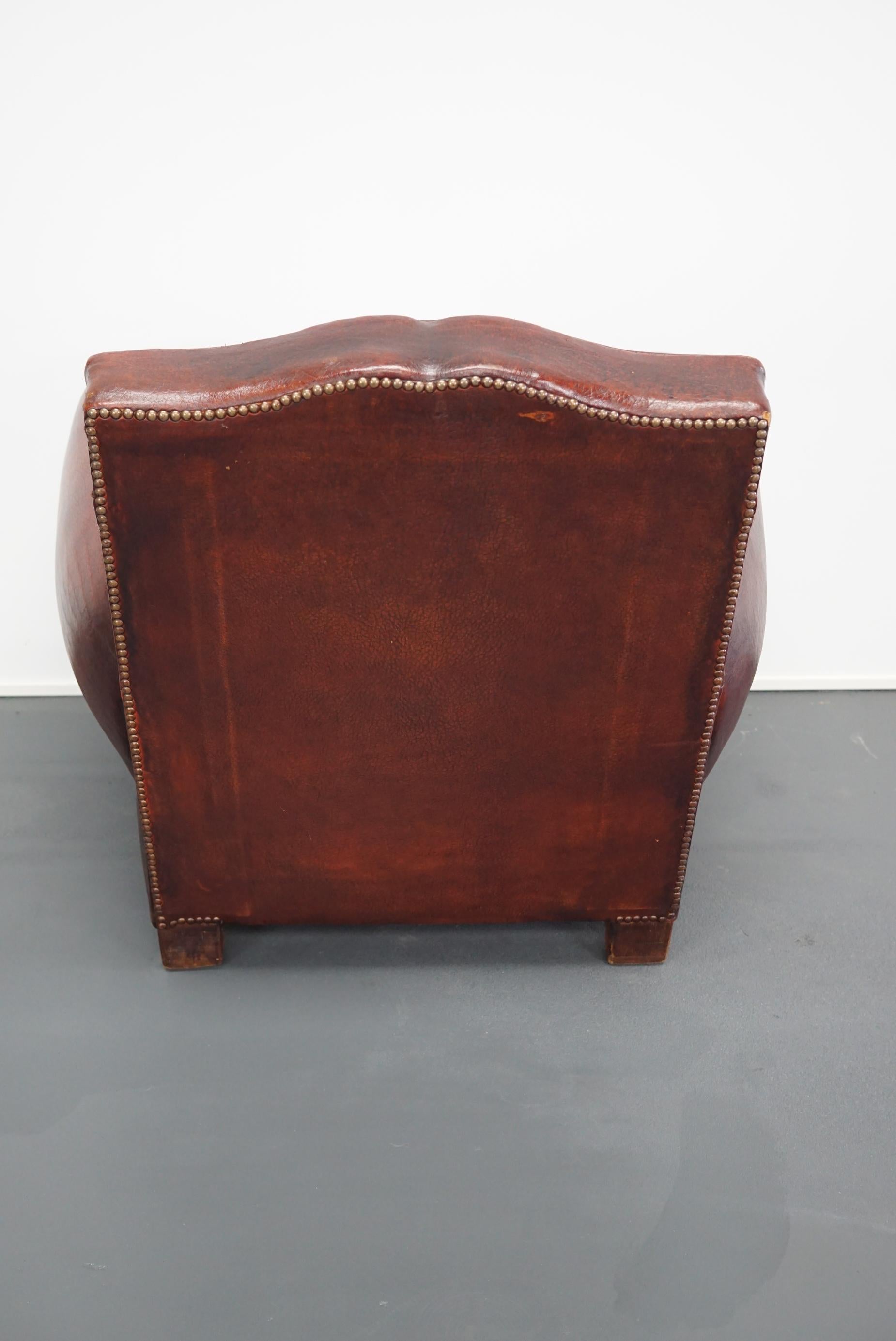 French Moustache Back Brown Leather Club Chair 8