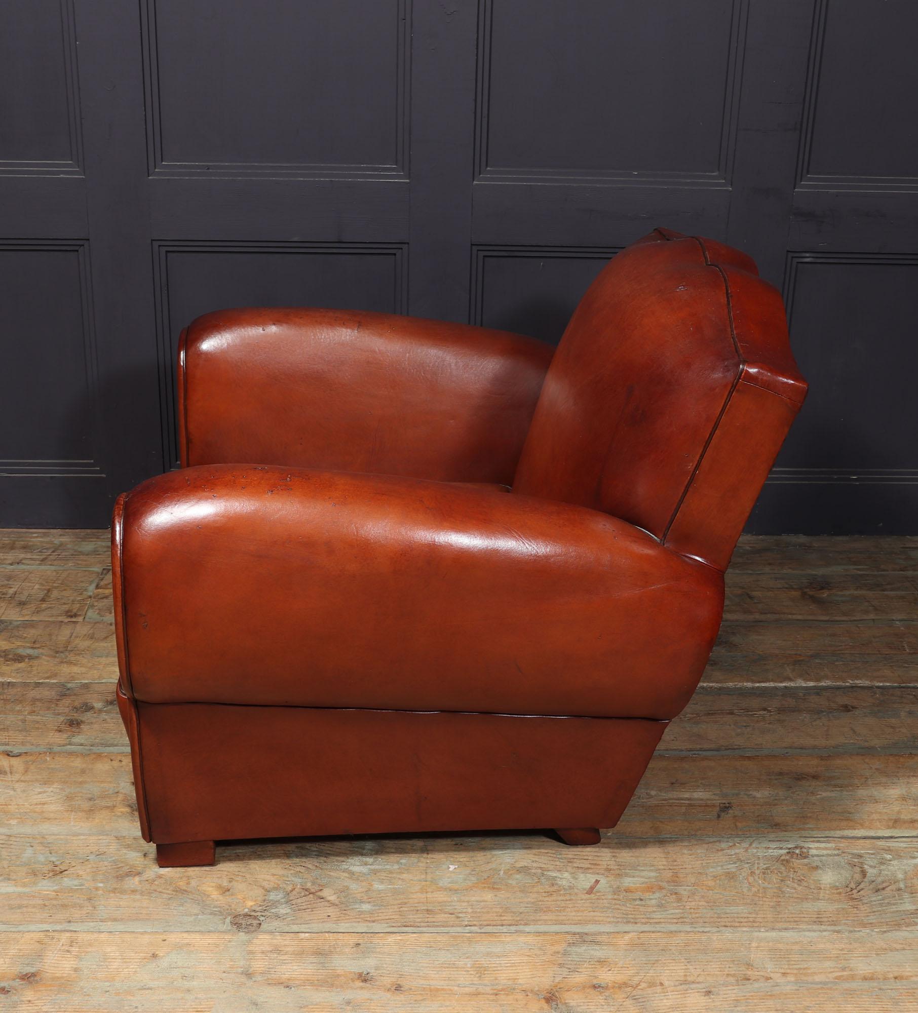 French Moustache Back Leather Club Chair For Sale 5