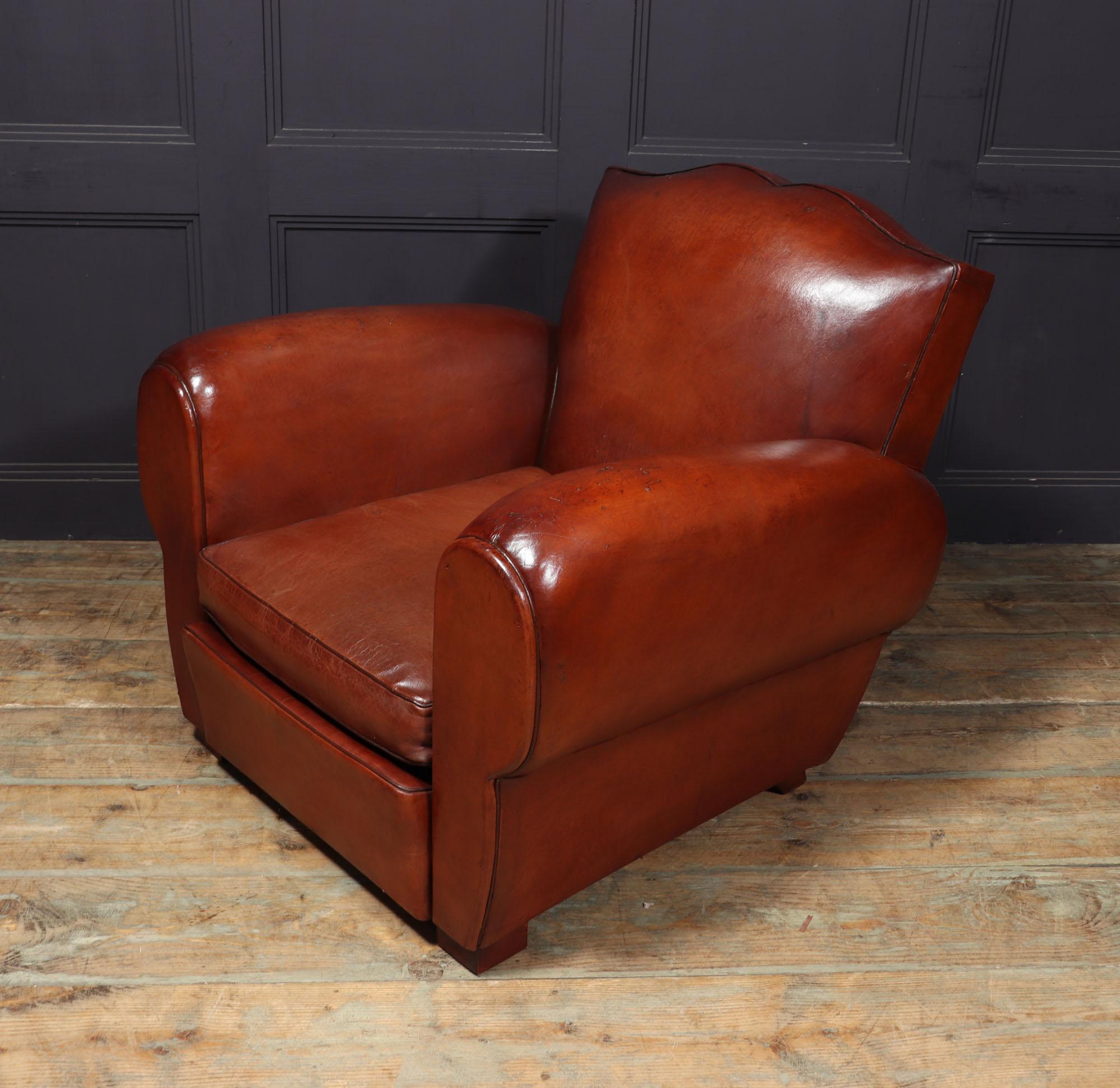 French Moustache Back Leather Club Chair For Sale 6